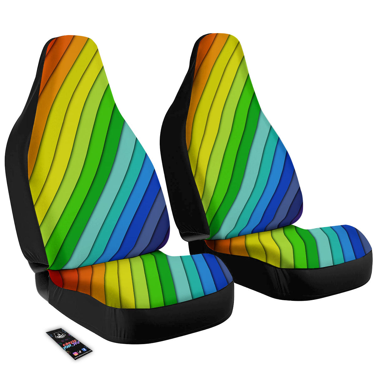 Lines Rainbow Diagonal Print Pattern Car Seat Covers-grizzshop