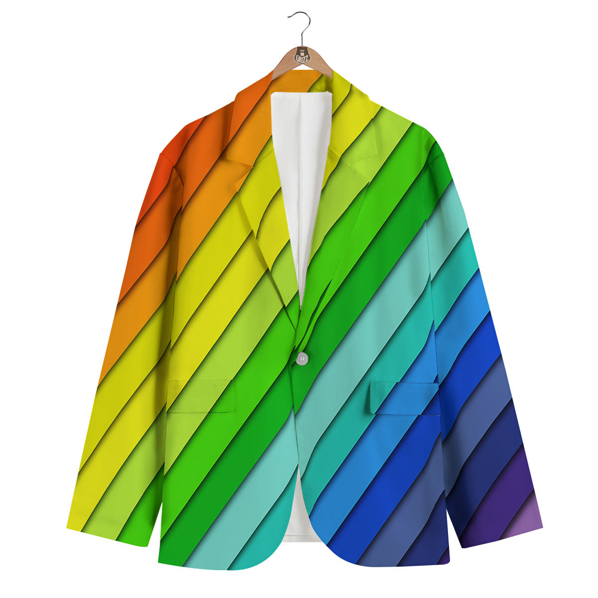 Lines Rainbow Diagonal Print Pattern Men's Blazer-grizzshop