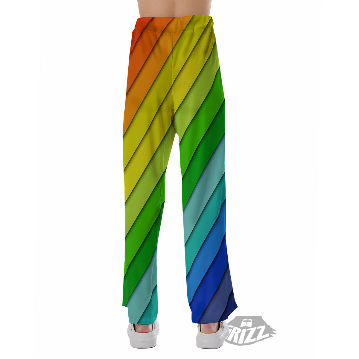 Lines Rainbow Diagonal Print Pattern Pajama Pants-grizzshop