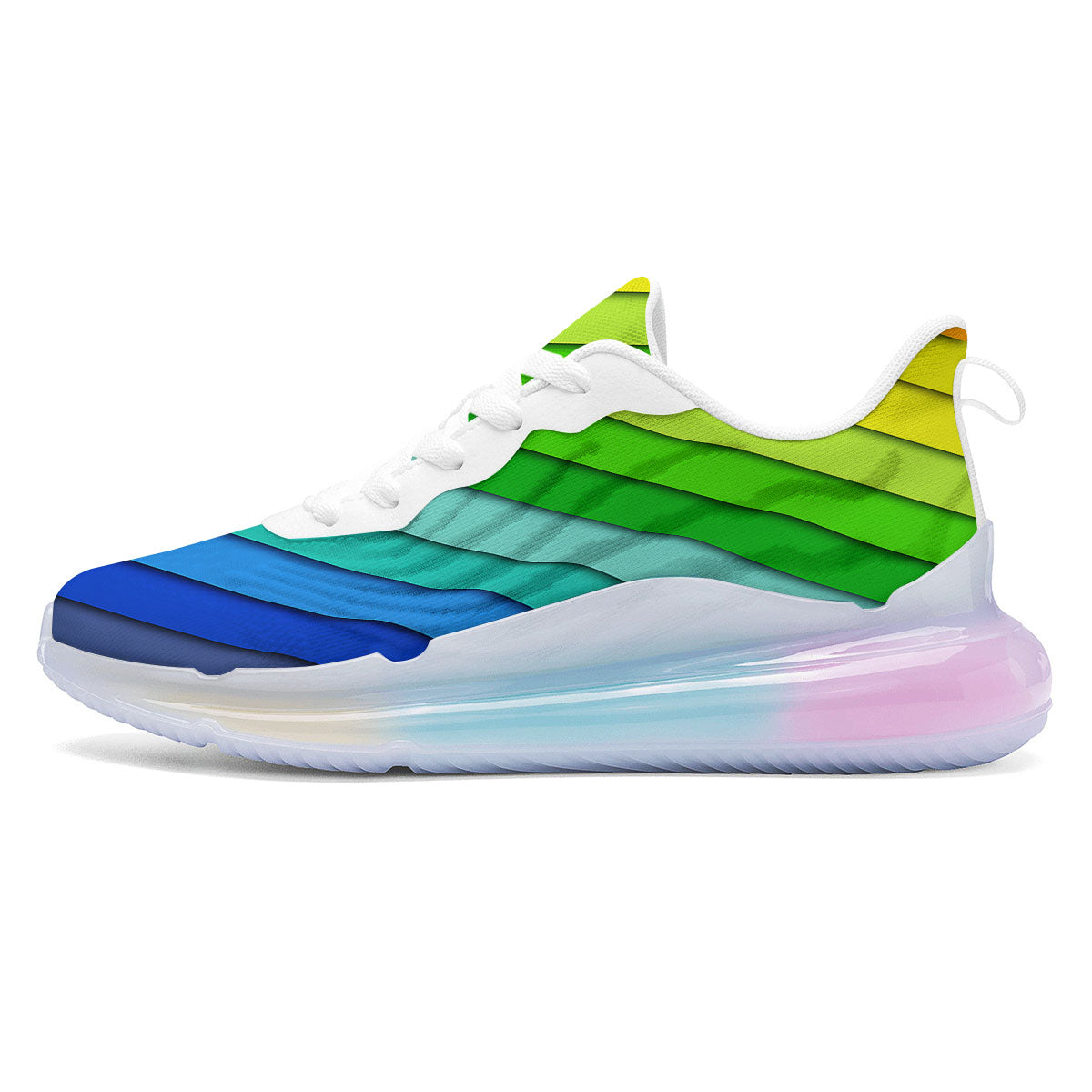 Lines Rainbow Diagonal Print Pattern Running Sneakers-grizzshop
