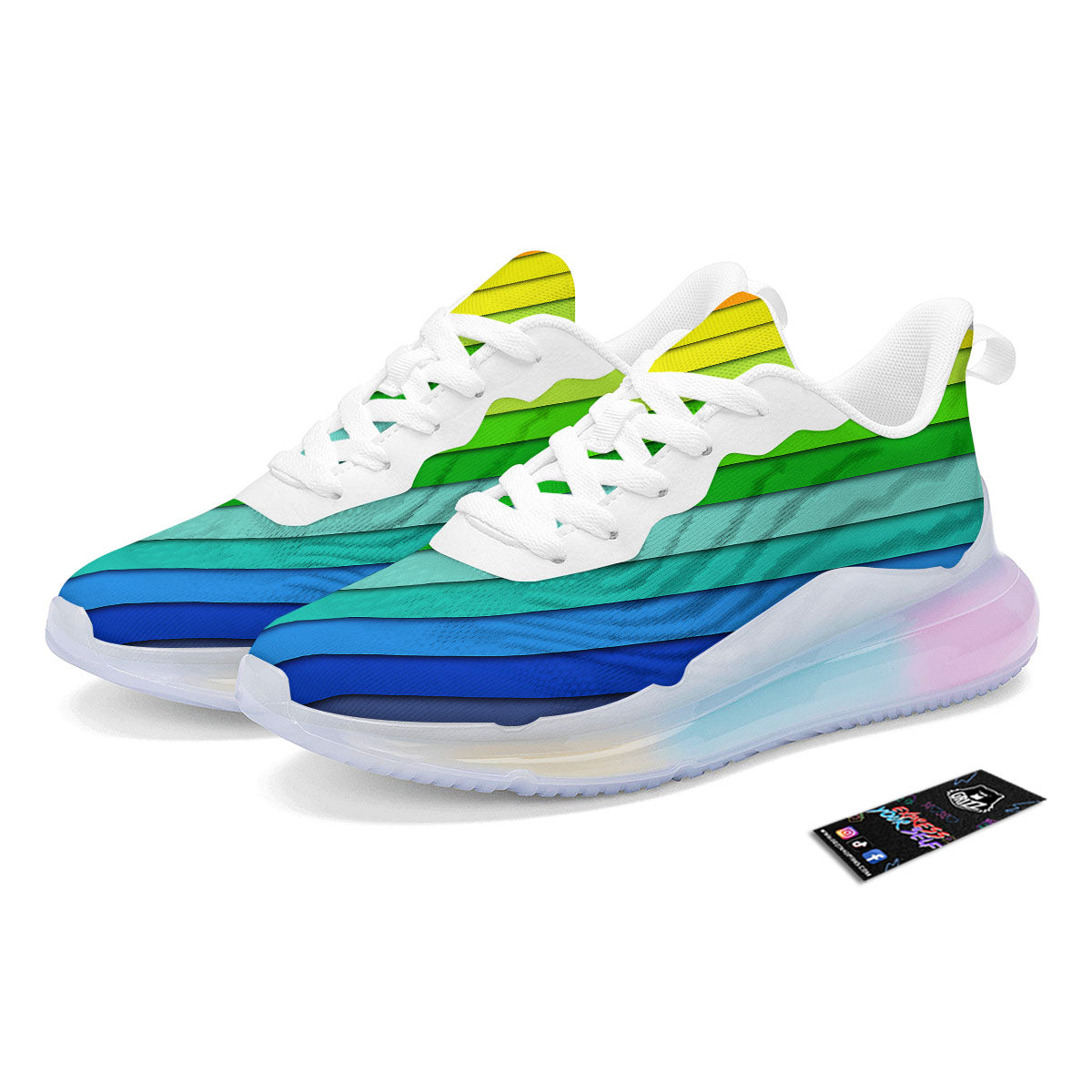 Lines Rainbow Diagonal Print Pattern Running Sneakers-grizzshop