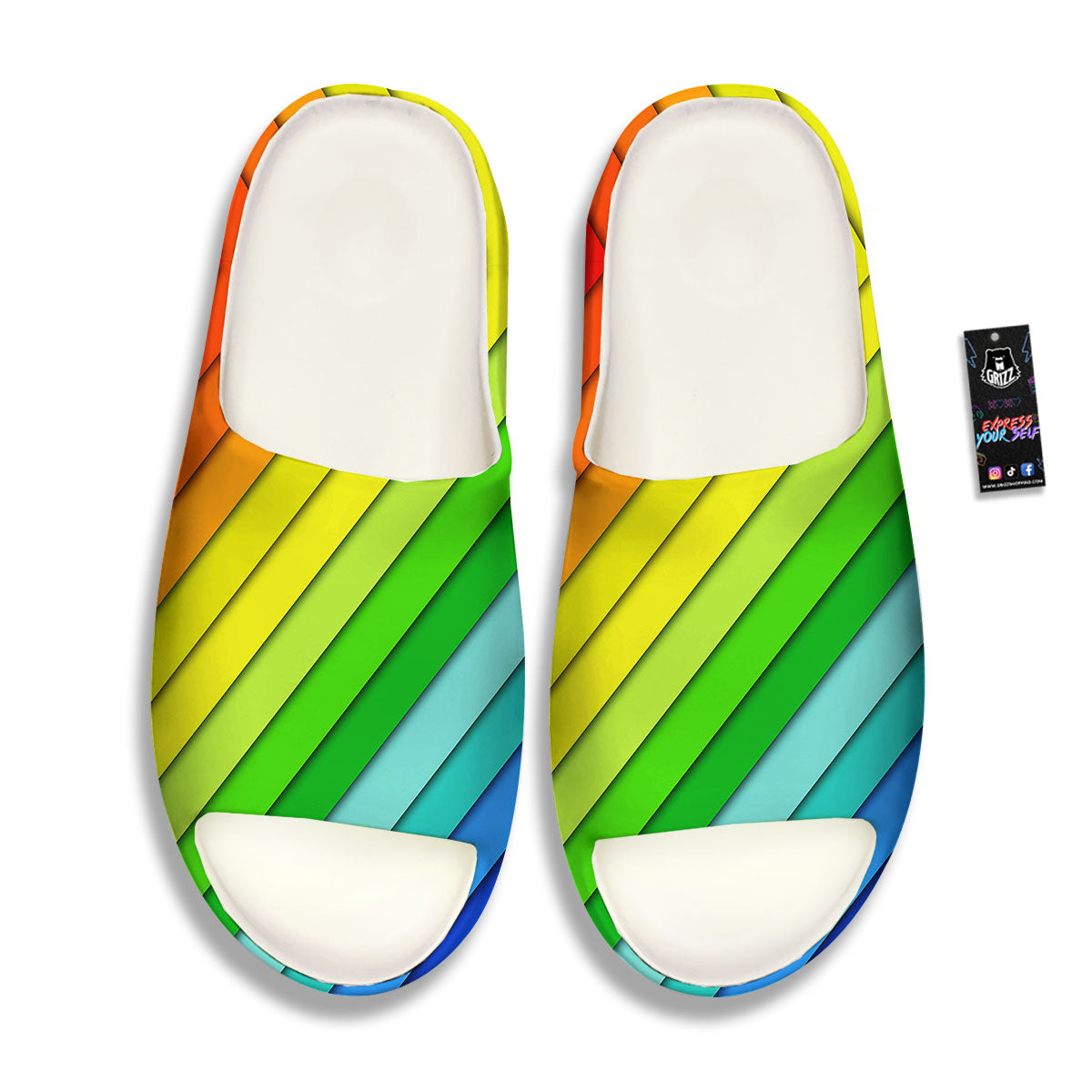 Lines Rainbow Diagonal Print Pattern Sandals-grizzshop