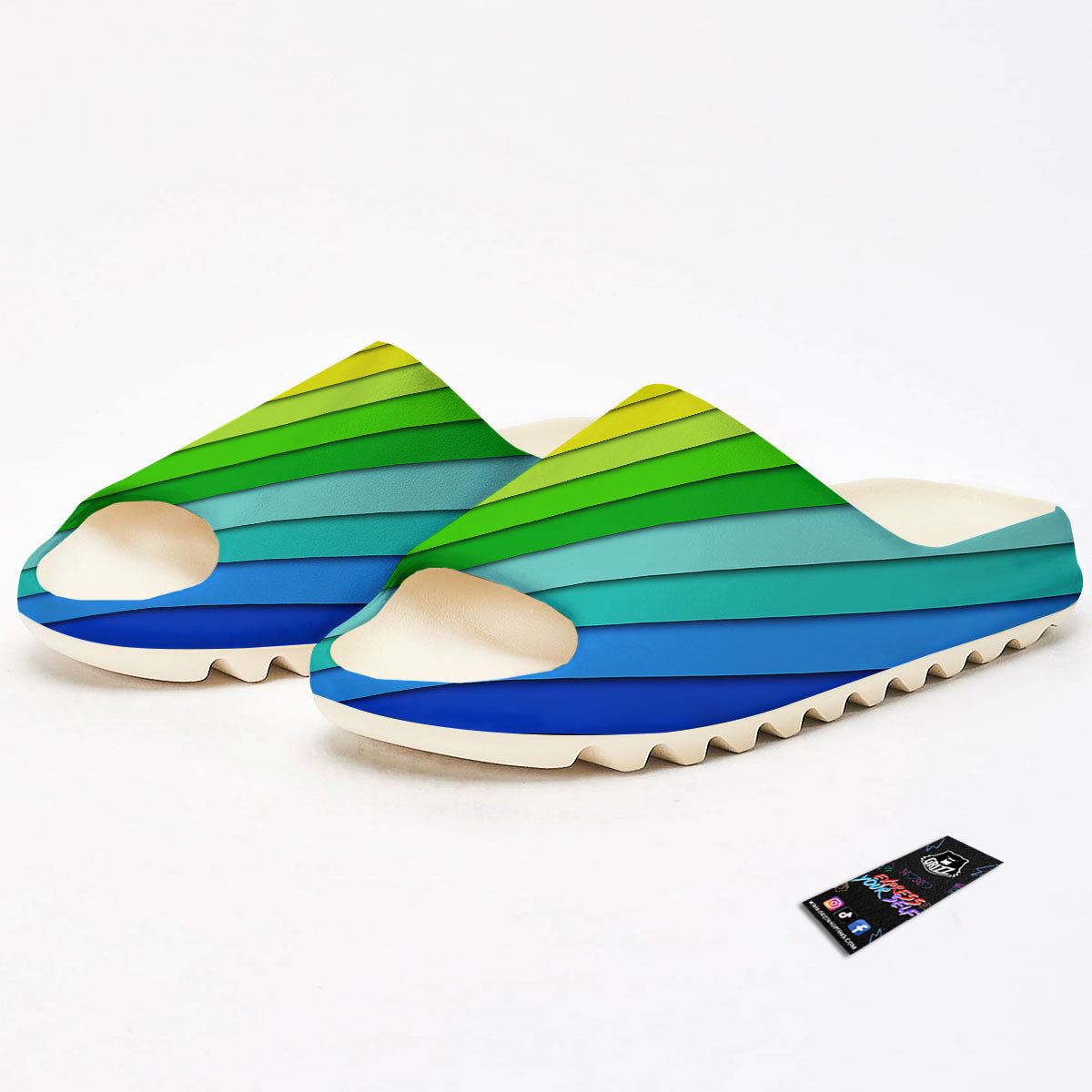 Lines Rainbow Diagonal Print Pattern Sandals-grizzshop