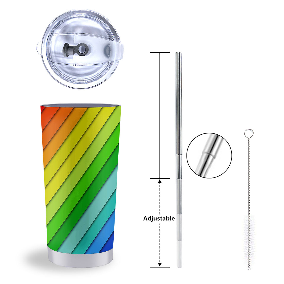 Lines Rainbow Diagonal Print Pattern Tumbler-grizzshop