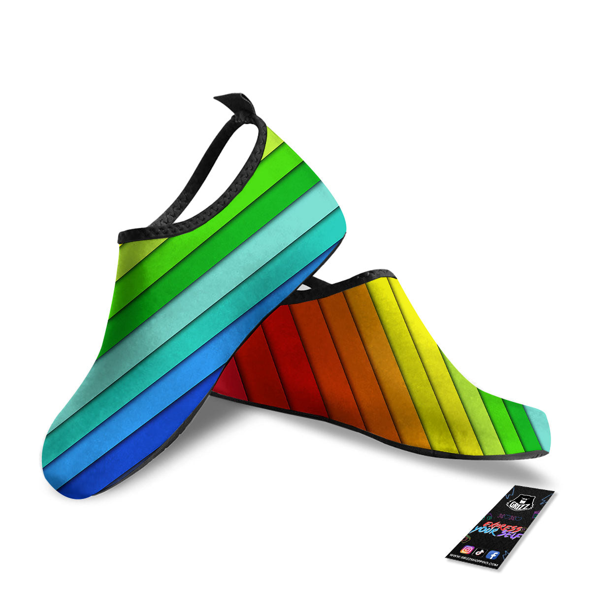 Lines Rainbow Diagonal Print Pattern Water Shoes-grizzshop