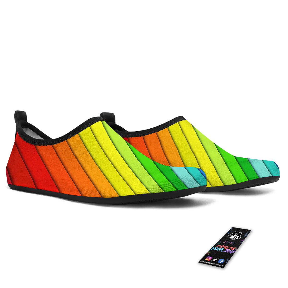 Lines Rainbow Diagonal Print Pattern Water Shoes-grizzshop