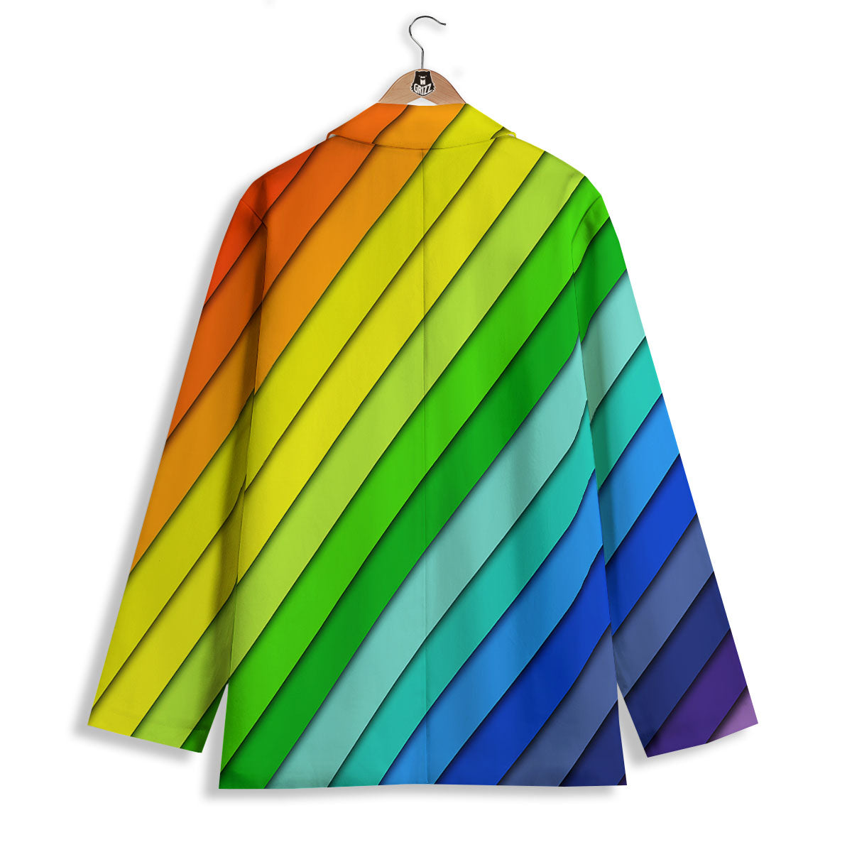 Lines Rainbow Diagonal Print Pattern Women's Blazer-grizzshop