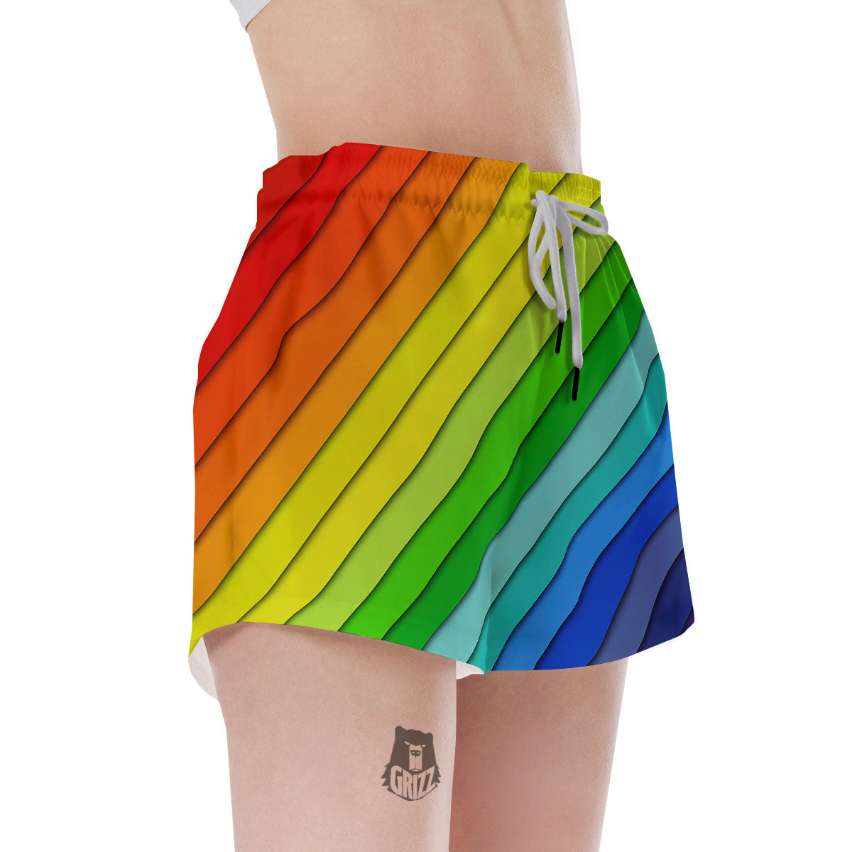 Lines Rainbow Diagonal Print Pattern Women's Shorts-grizzshop