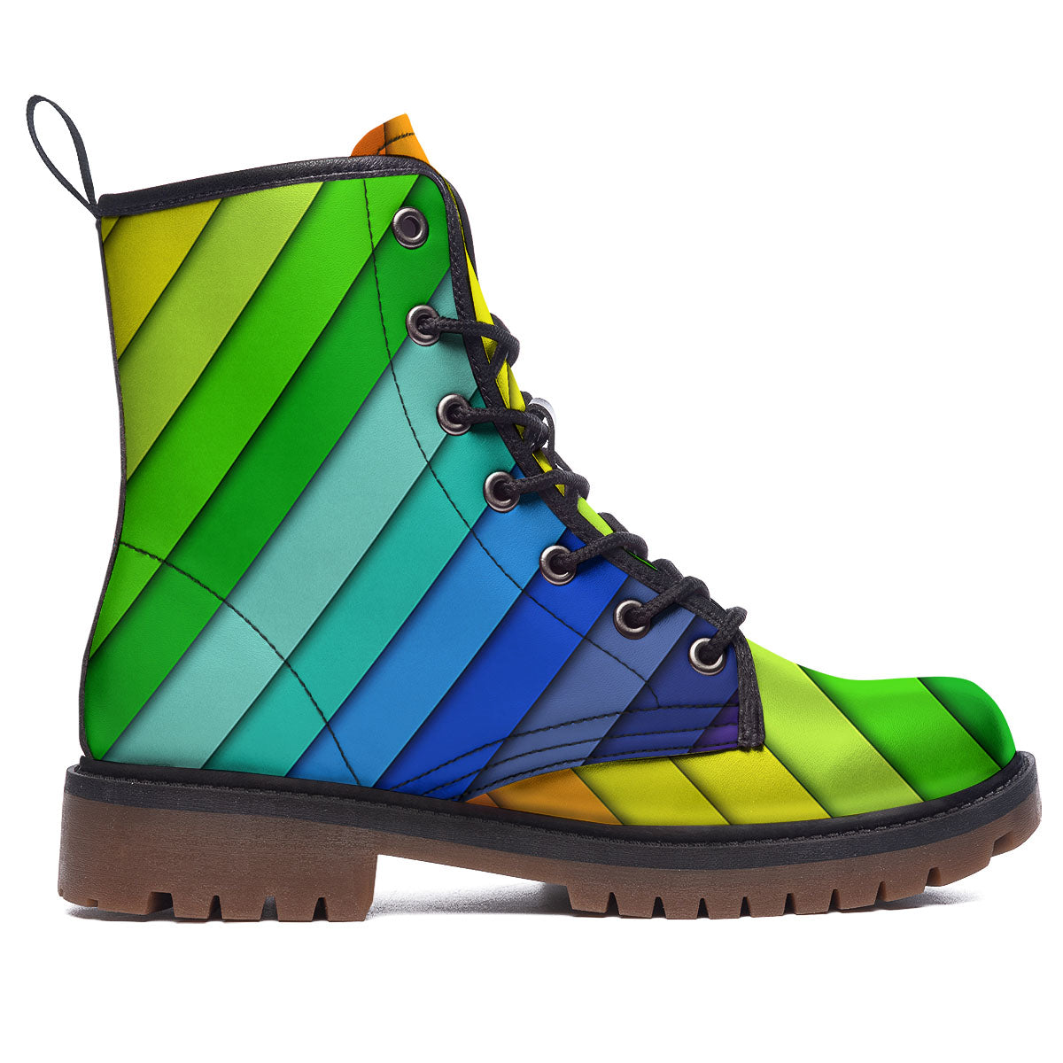 Lines Rainbow Diagonal Print Pattern Work Boots-grizzshop