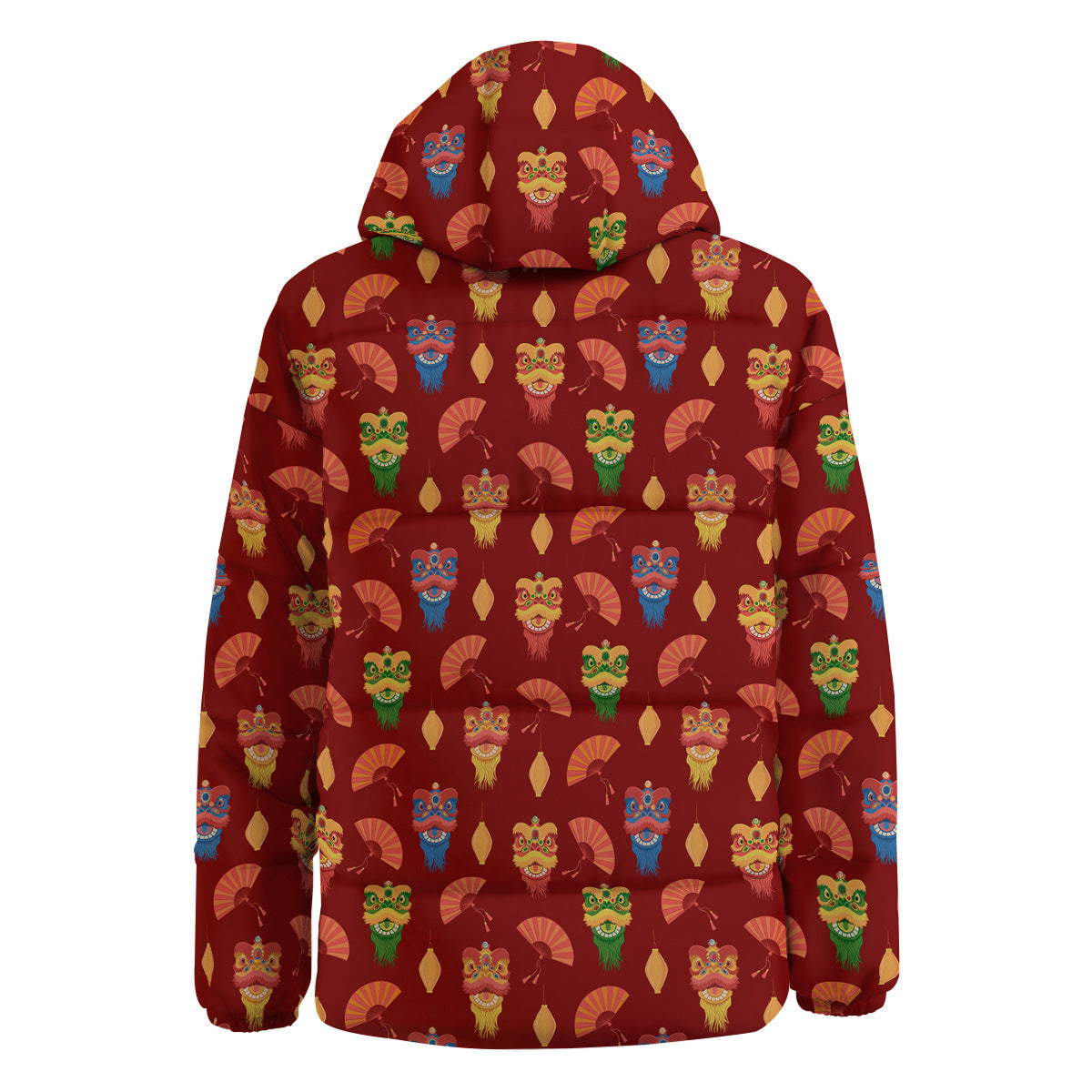 Lion Dance Chinese New Years Print Pattern Down Jacket-grizzshop