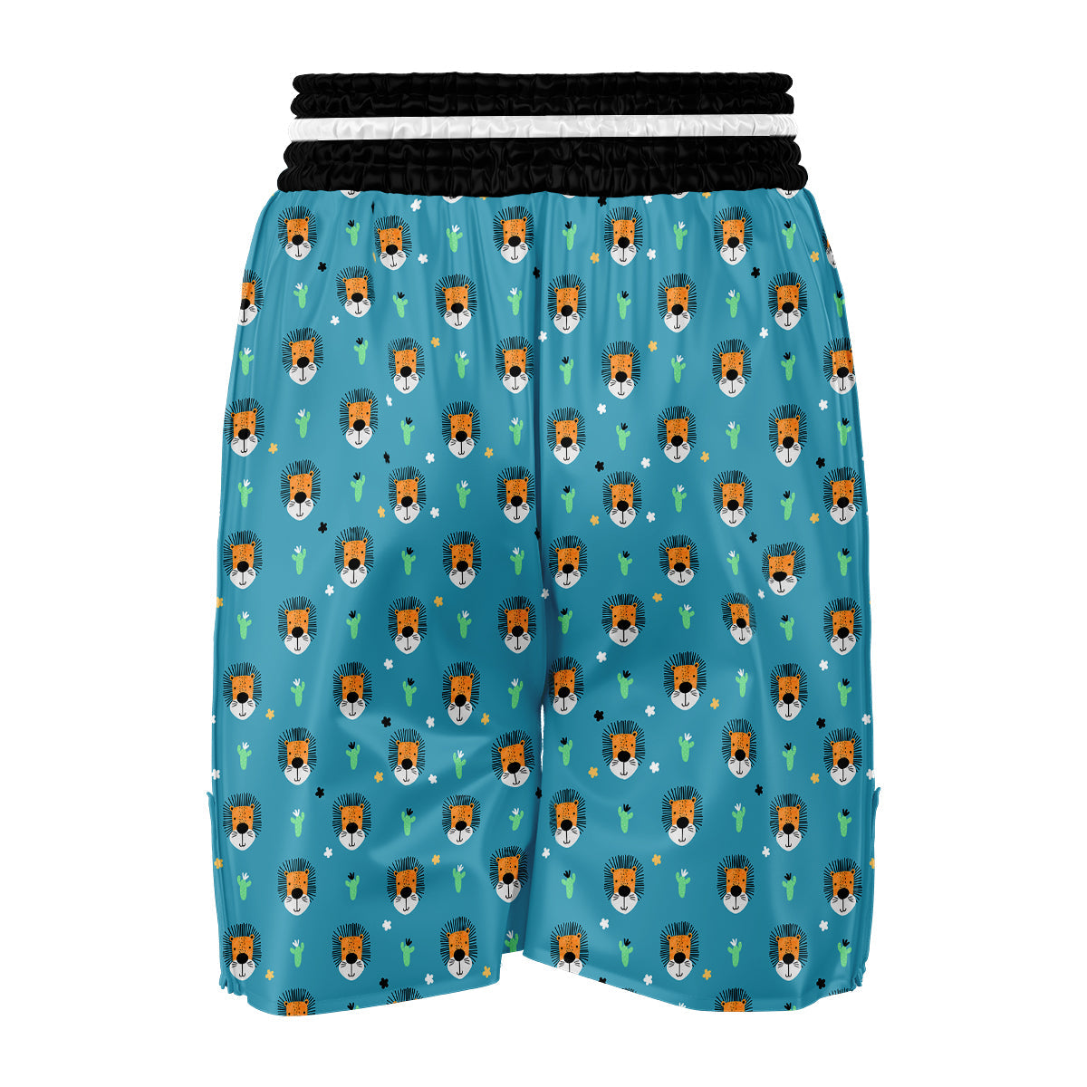 Lion Head Cartoon Print Pattern Boxing Shorts-grizzshop