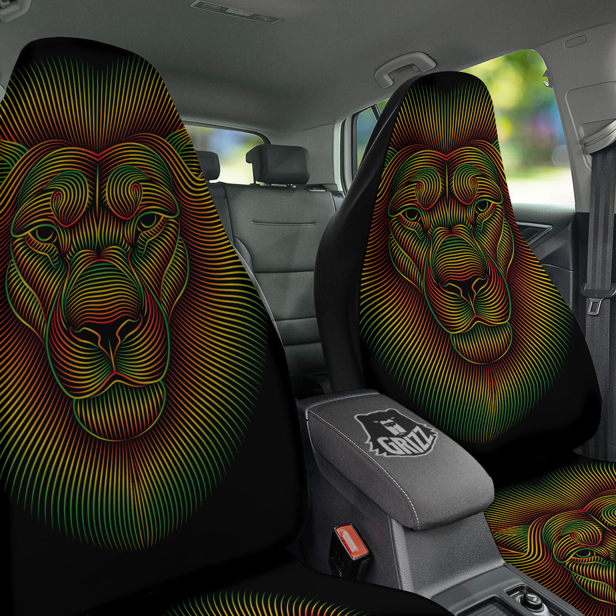 Lion Rasta Print Car Seat Covers-grizzshop