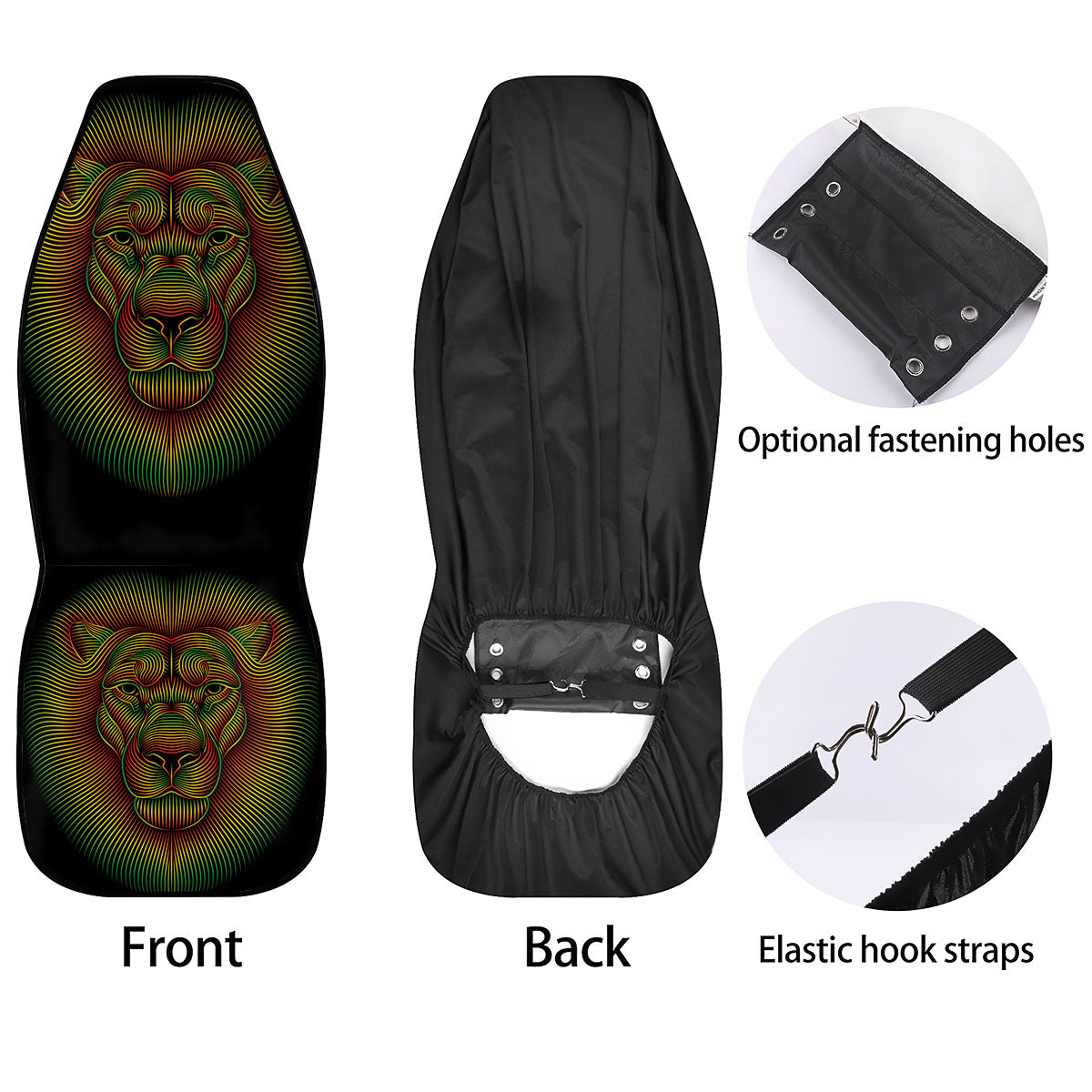Lion Rasta Print Car Seat Covers-grizzshop
