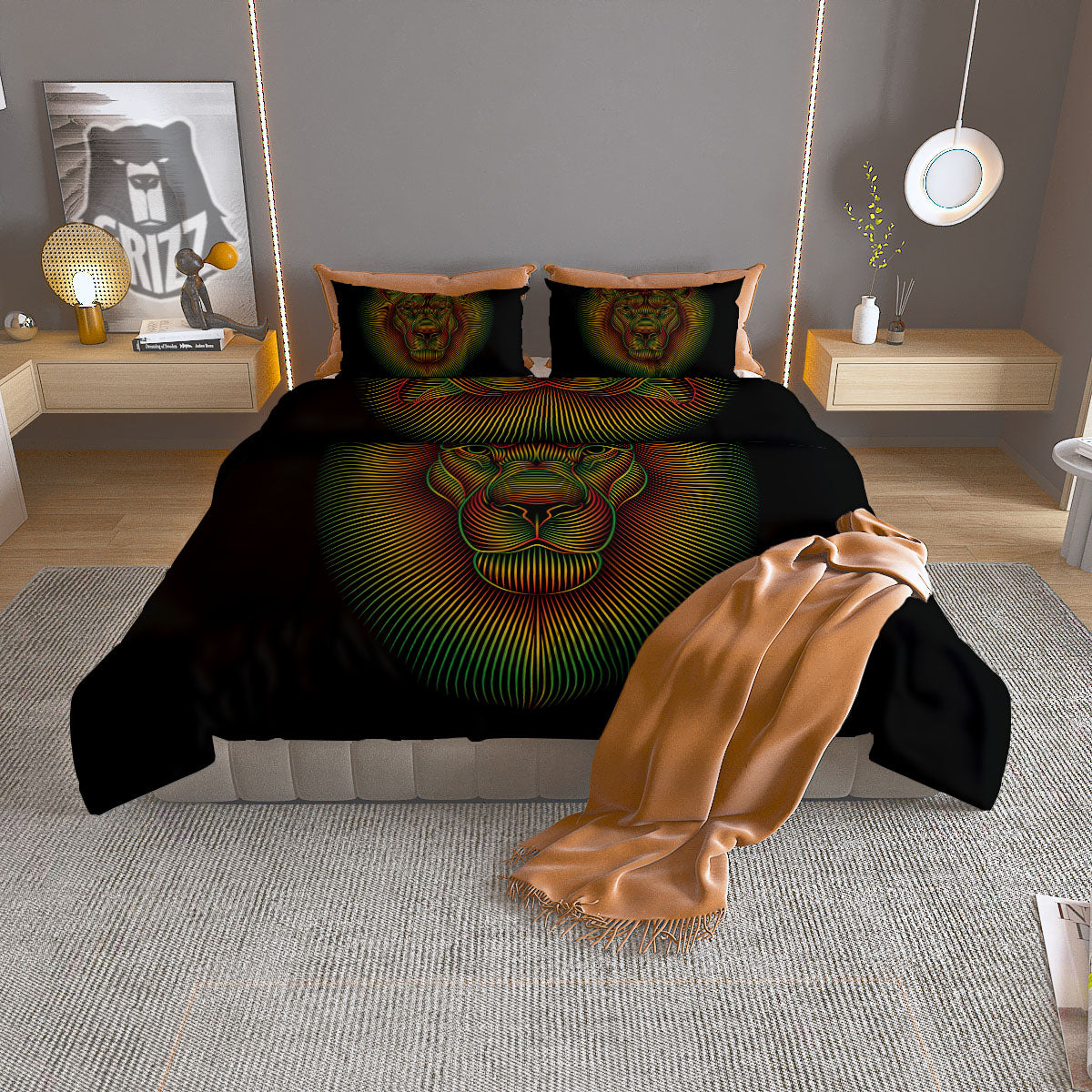 Lunar Phase Starry Sky Print Duvet Cover Bedding Set