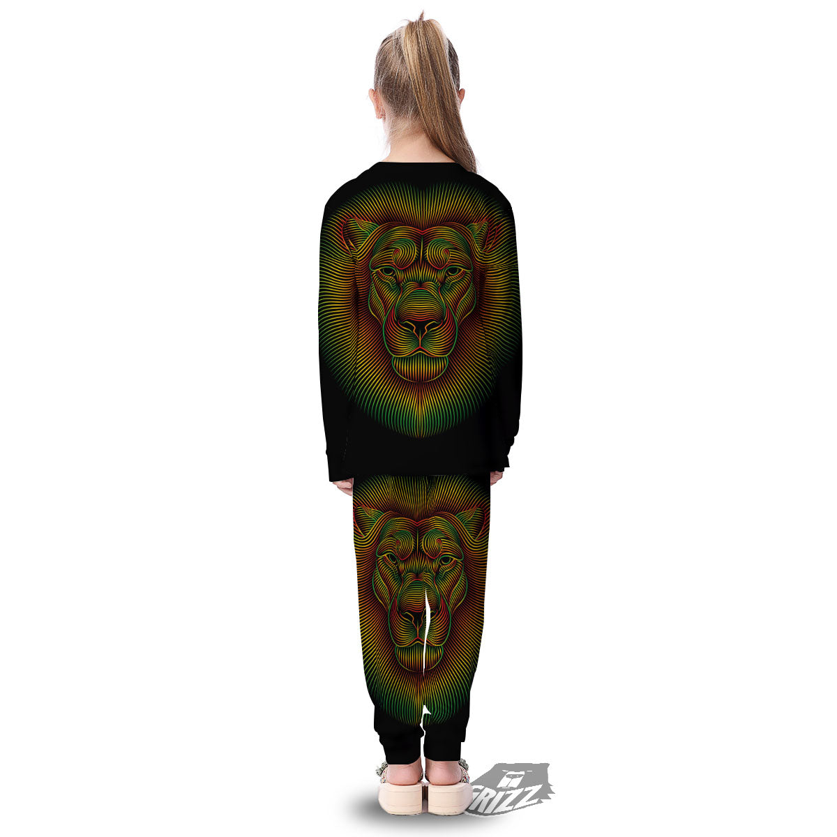 Lion Rasta Print Kid's Pajamas-grizzshop