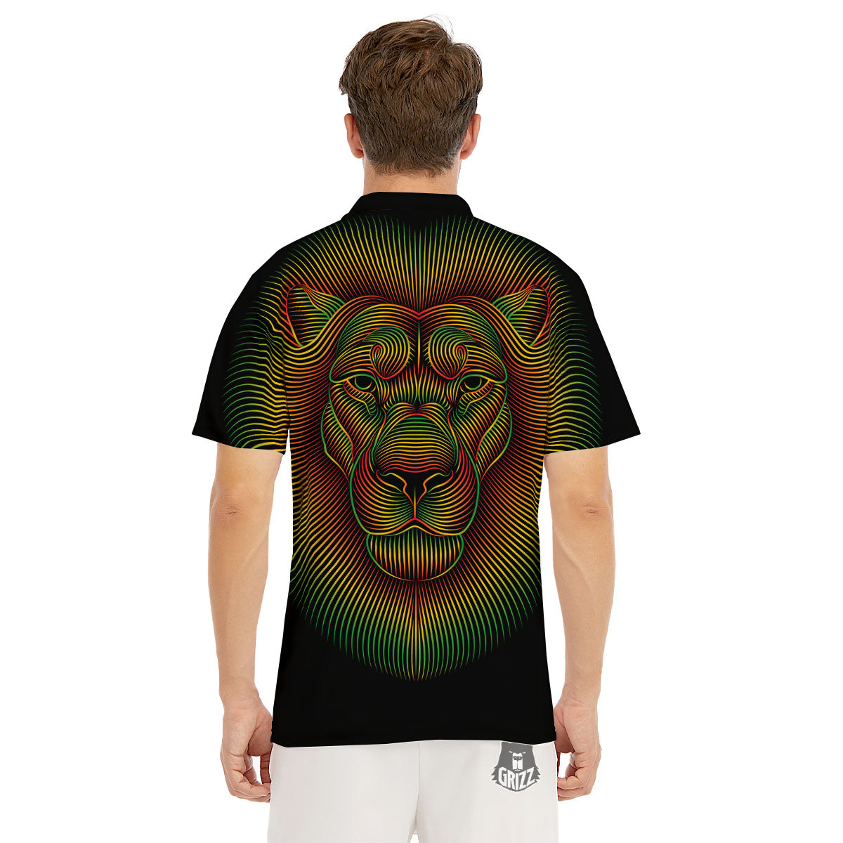 Lion Rasta Print Men's Golf Shirts-grizzshop