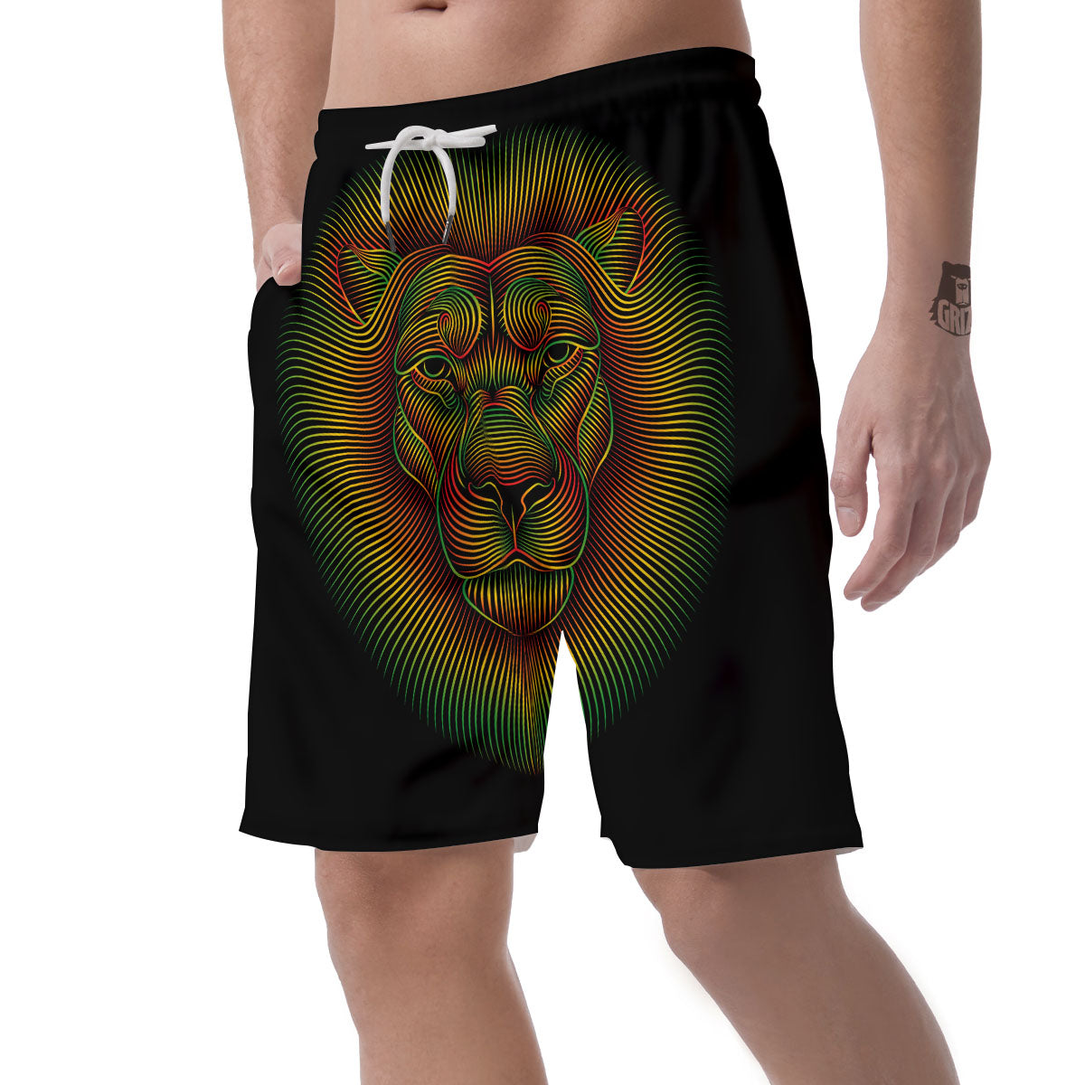 Lion Rasta Print Men's Shorts-grizzshop
