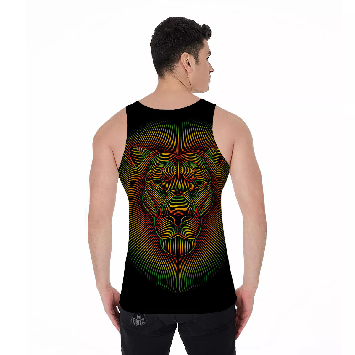 Lion Rasta Print Men's Tank Top-grizzshop