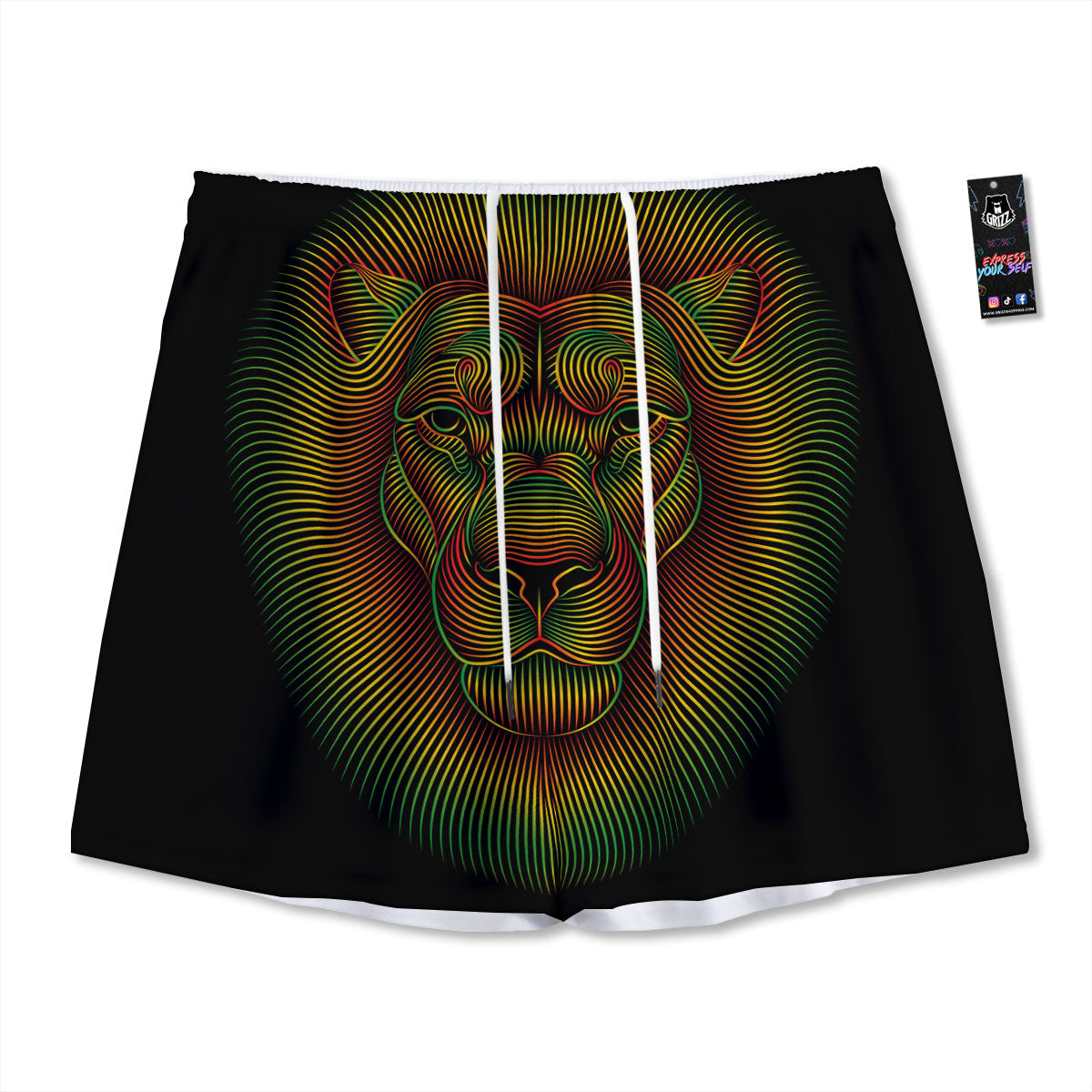 Lion Rasta Print Mesh Shorts