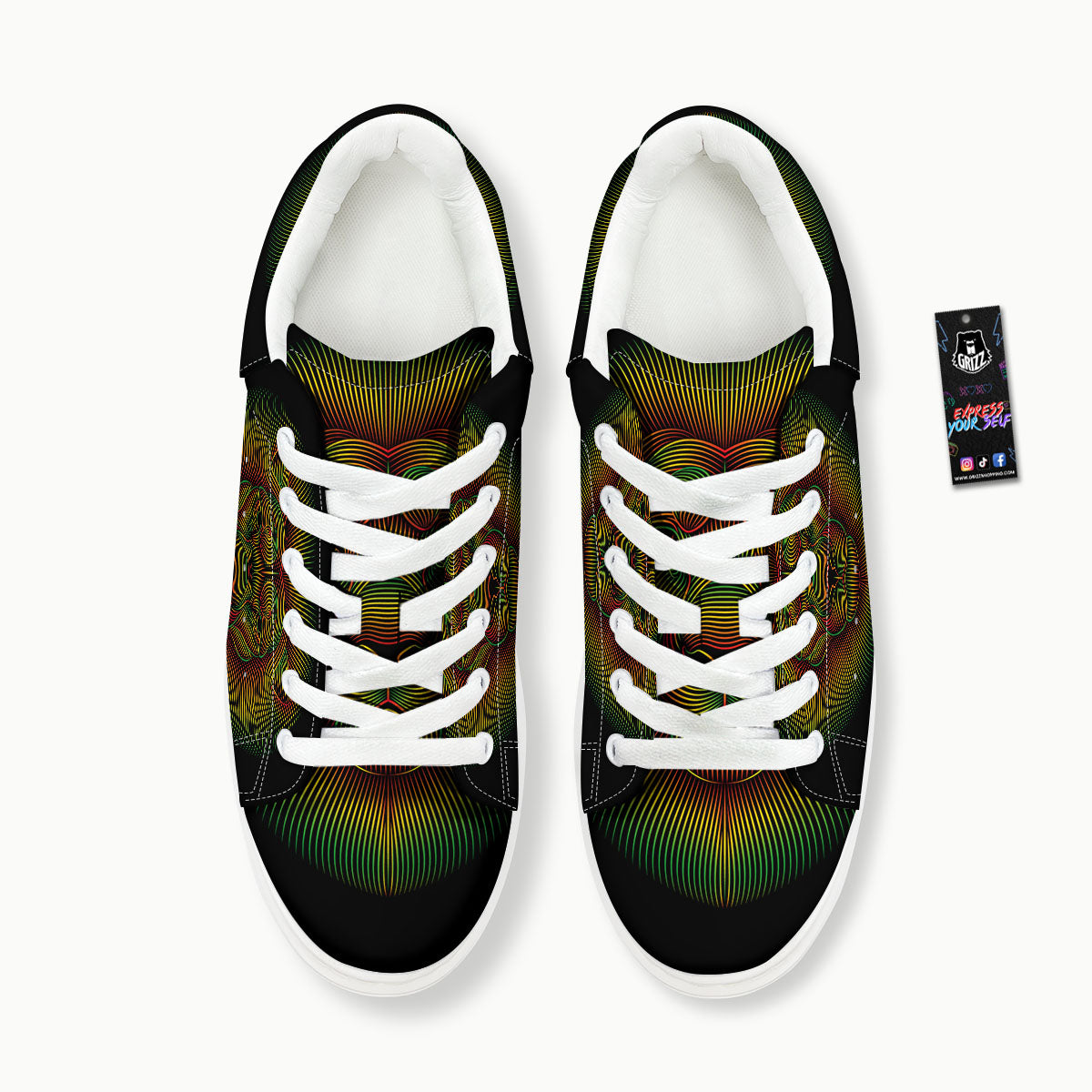 Lion Rasta Print Platform Shoes-grizzshop