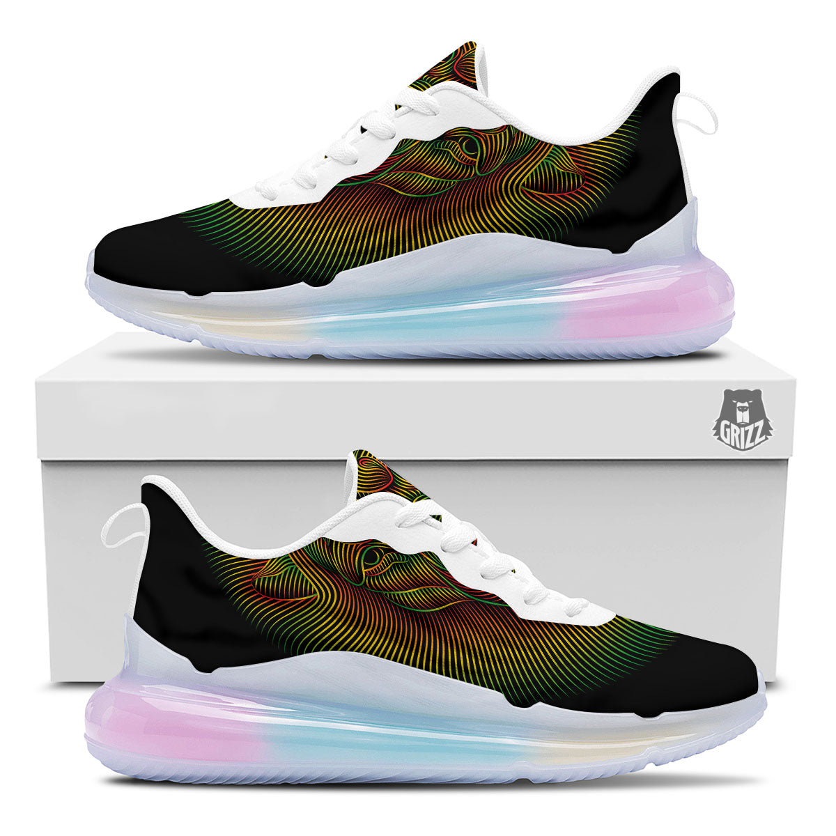 Lion Rasta Print Running Sneakers-grizzshop