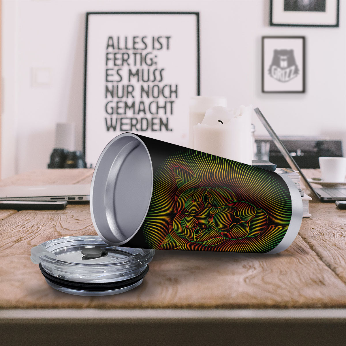 Lion Rasta Print Tumbler-grizzshop