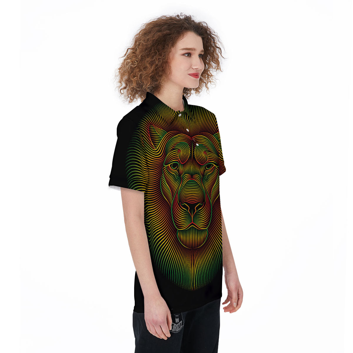 Lion Rasta Print Women's Golf Shirts-grizzshop