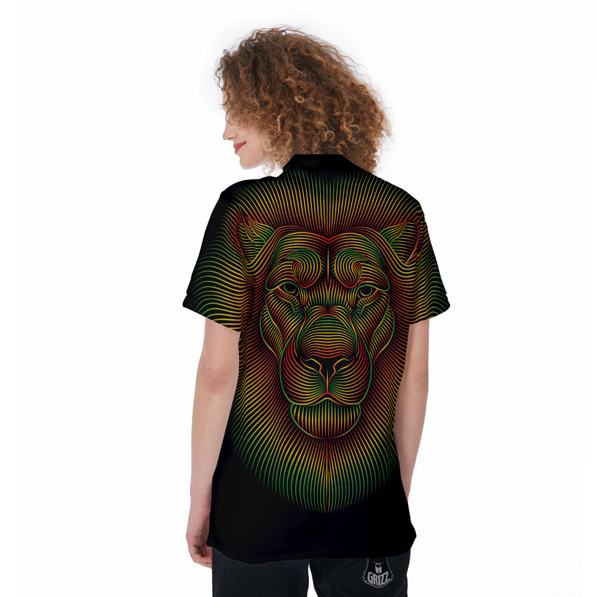 Lion Rasta Print Women's Golf Shirts-grizzshop