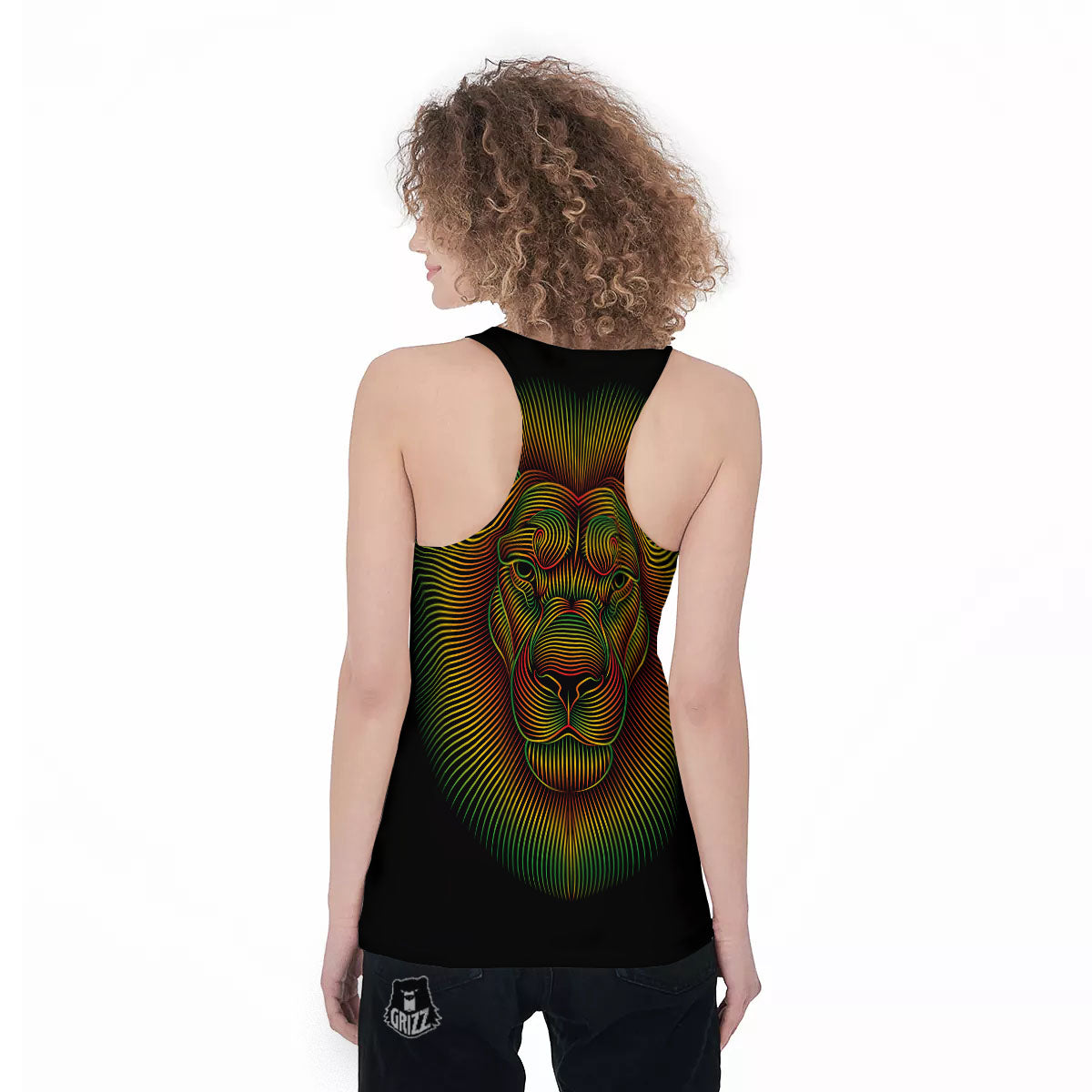 Lion Rasta Print Women's Racerback Tank Top-grizzshop