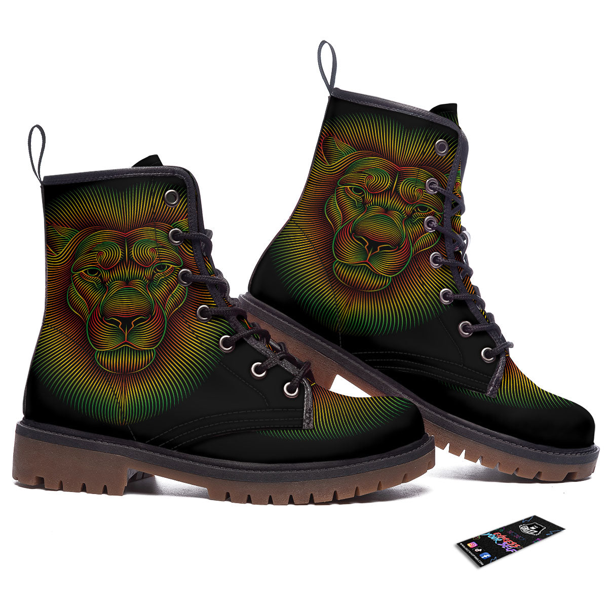 Lion Rasta Print Work Boots-grizzshop