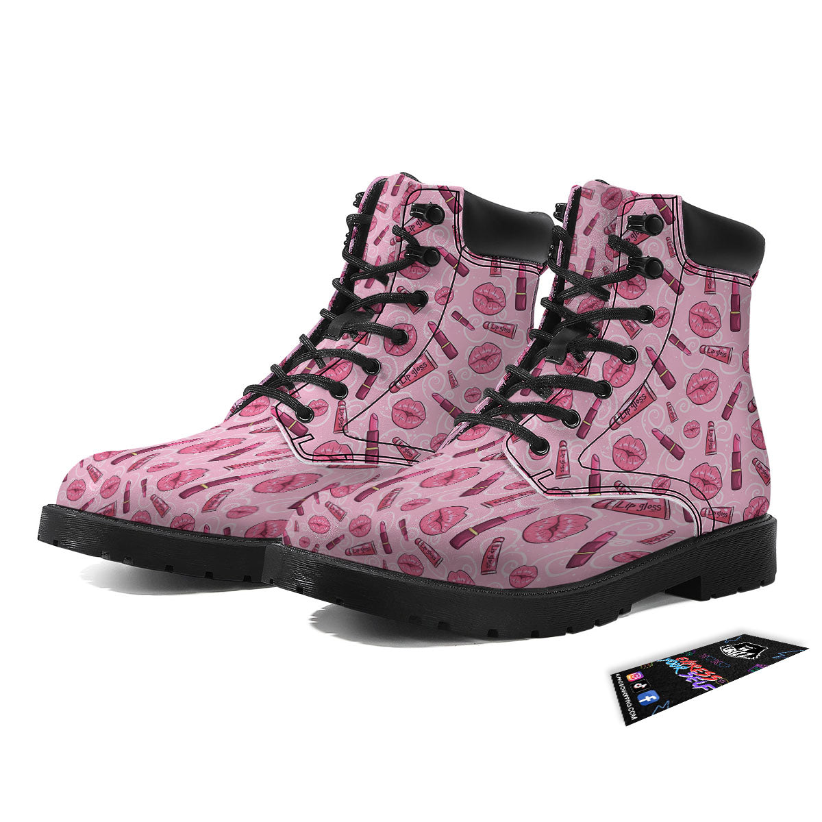 Lips Funky Kiss Print Pattern Boots-grizzshop