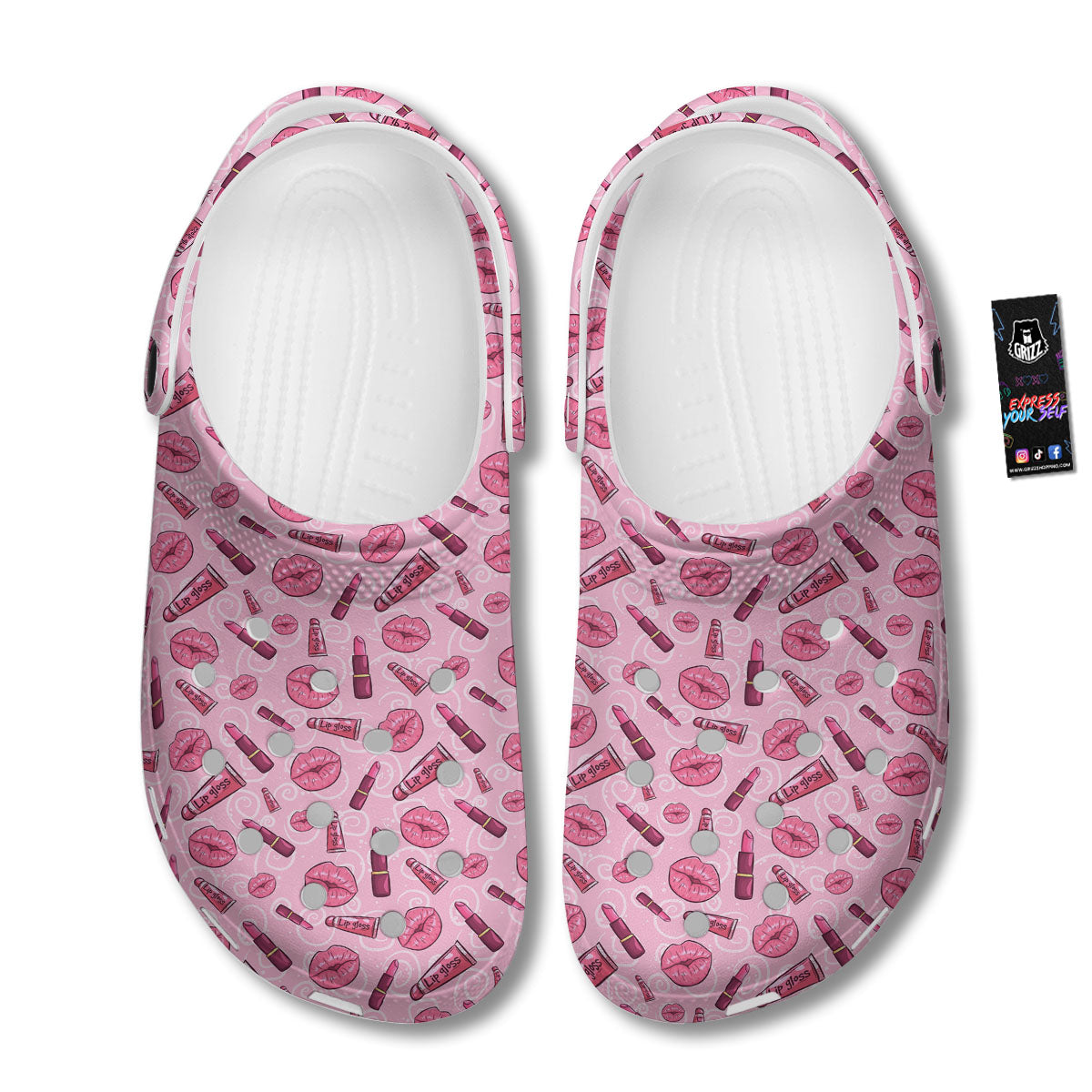 Lips Funky Kiss Print Pattern Clog-grizzshop