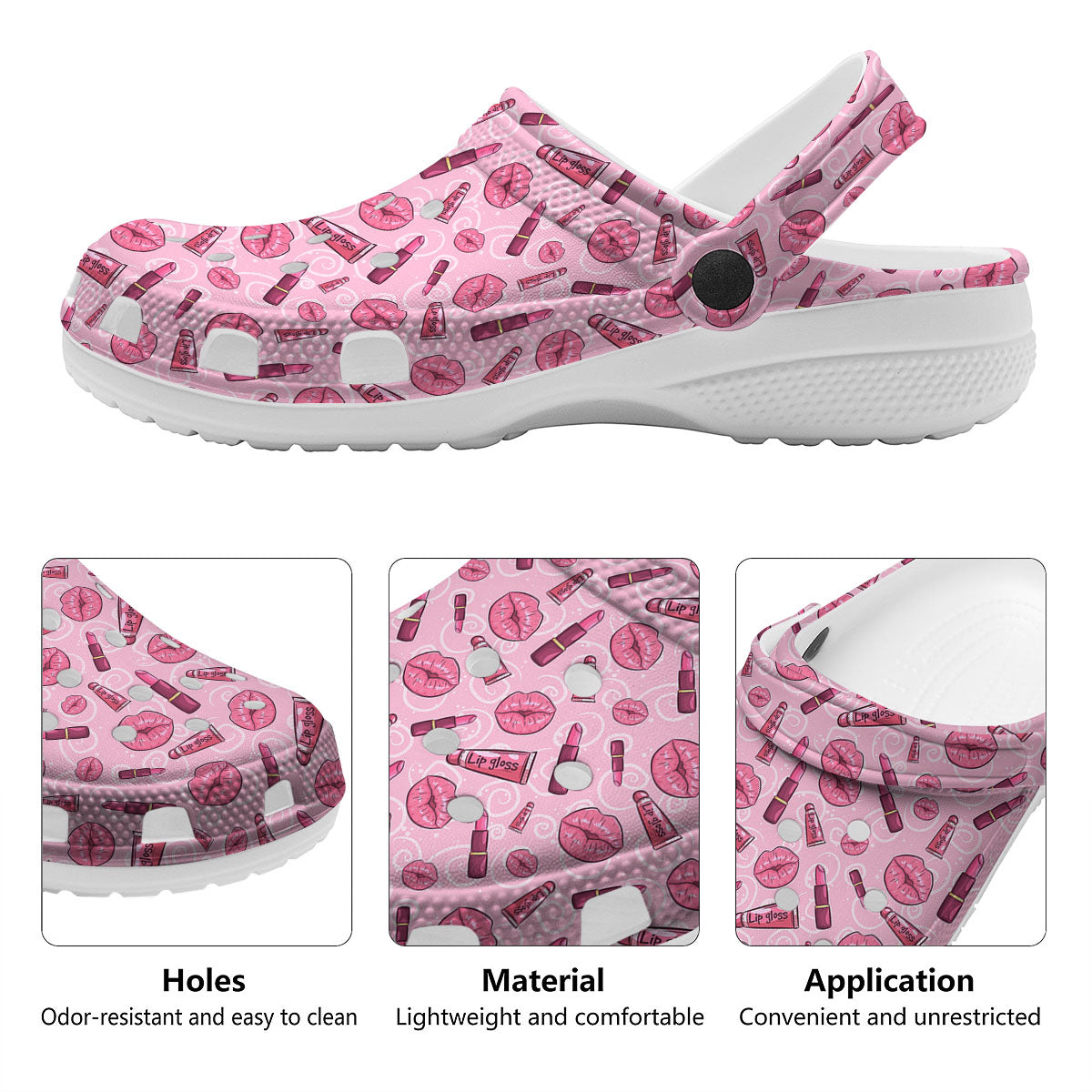 Lips Funky Kiss Print Pattern Clog-grizzshop