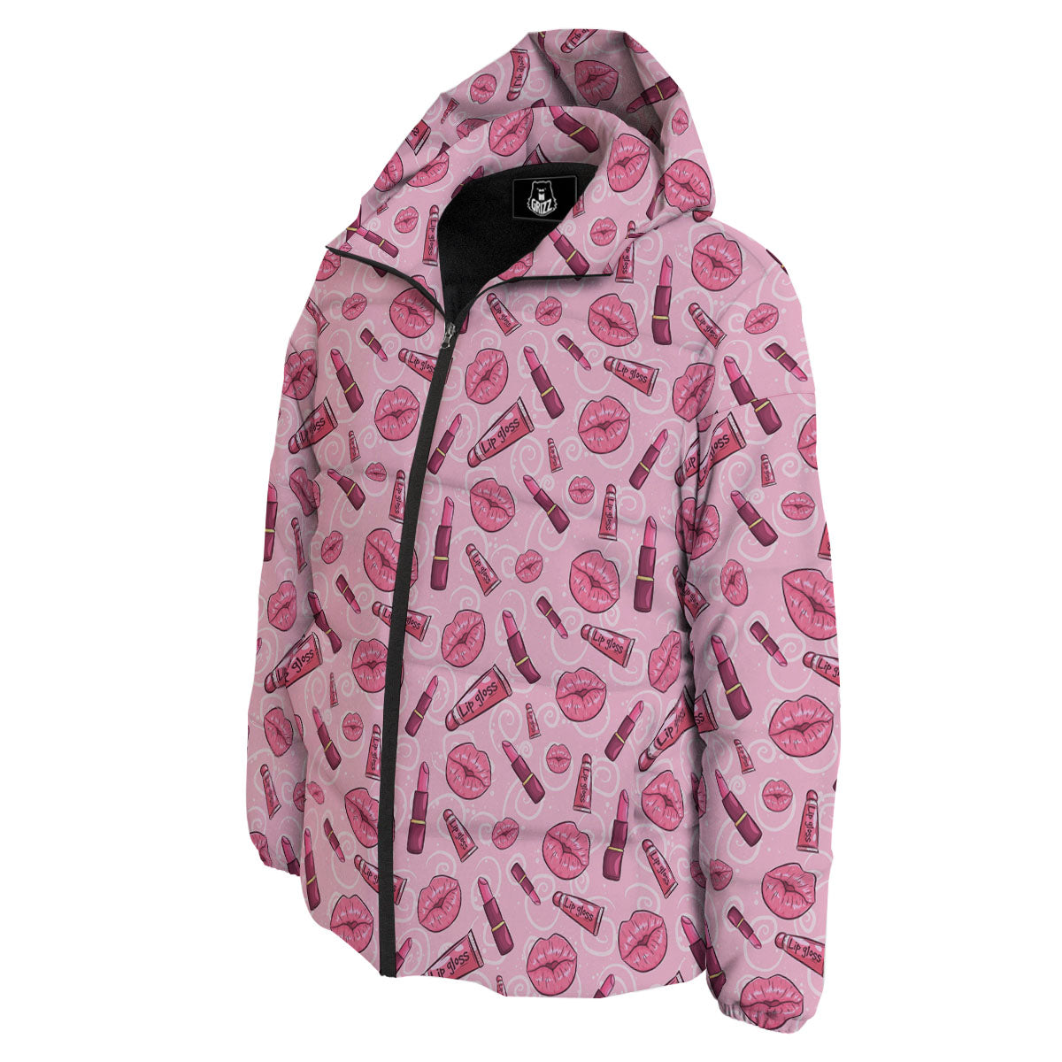 Lips Funky Kiss Print Pattern Down Jacket-grizzshop