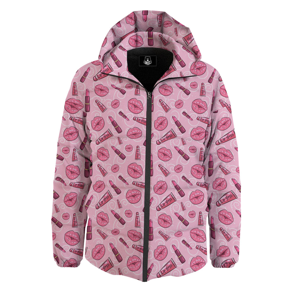 Lips Funky Kiss Print Pattern Down Jacket-grizzshop