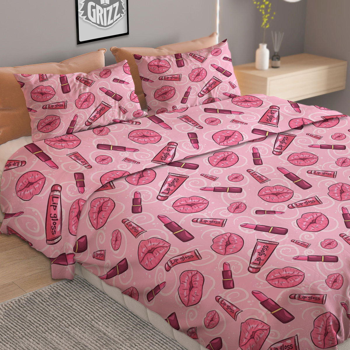 Lips Funky Kiss Print Pattern Duvet Cover Bedding Set