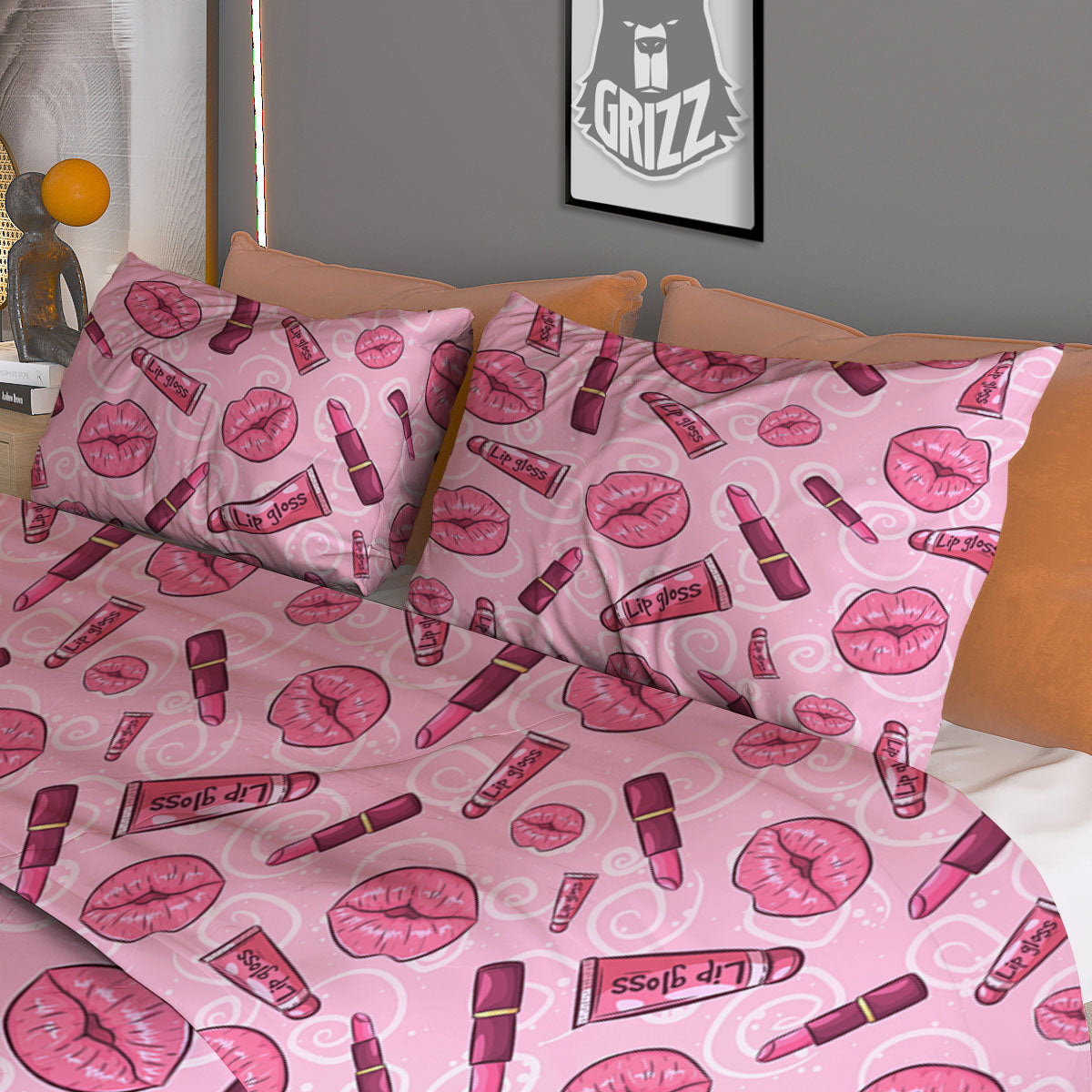 Lips Funky Kiss Print Pattern Duvet Cover Bedding Set