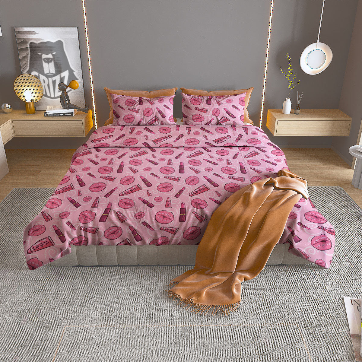 Lips Funky Kiss Print Pattern Duvet Cover Bedding Set