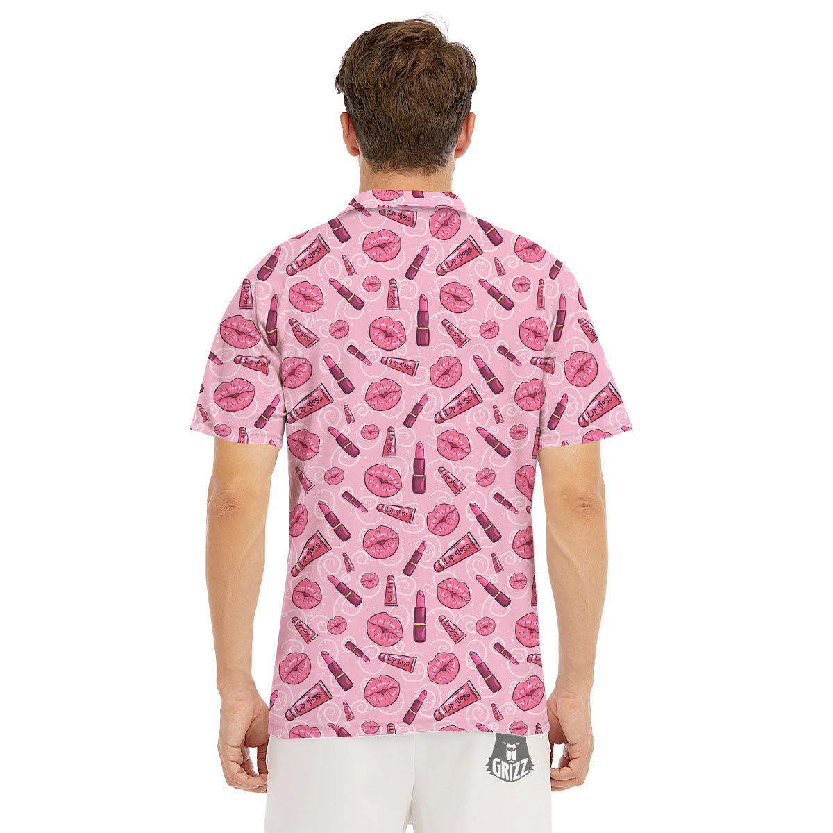 Lips Funky Kiss Print Pattern Men's Golf Shirts-grizzshop