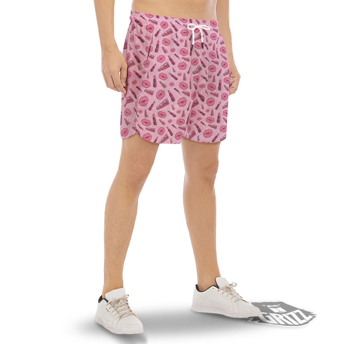Lips Funky Kiss Print Pattern Men's Gym Shorts-grizzshop