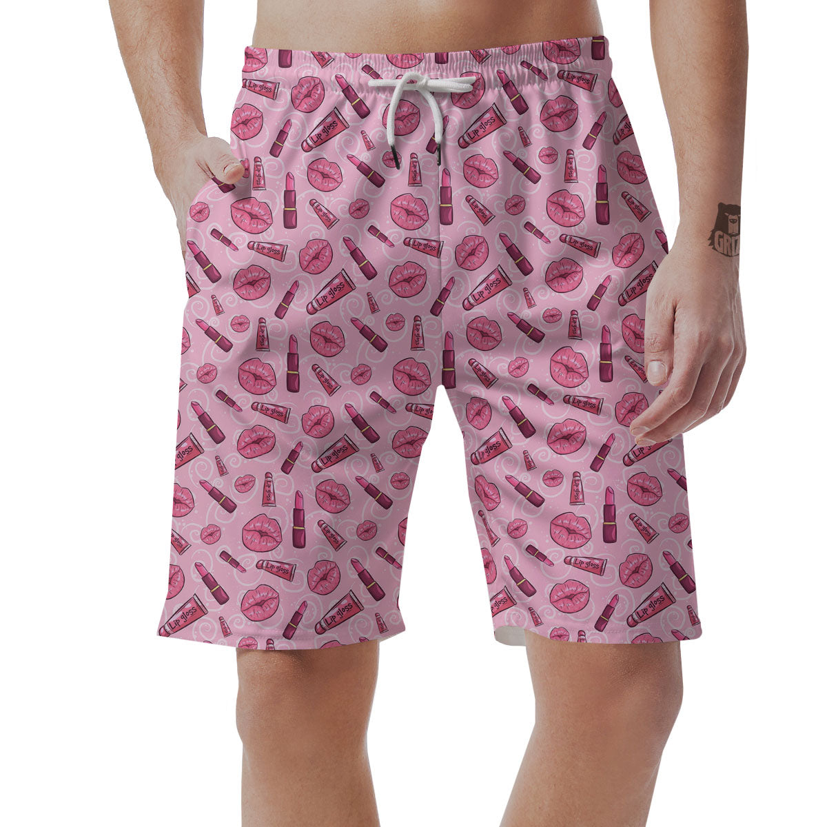 Lips Funky Kiss Print Pattern Men's Shorts-grizzshop