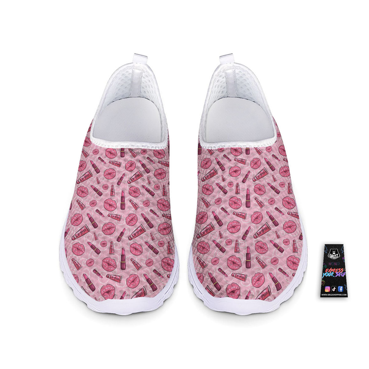 Lips Funky Kiss Print Pattern Nurse Shoes-grizzshop