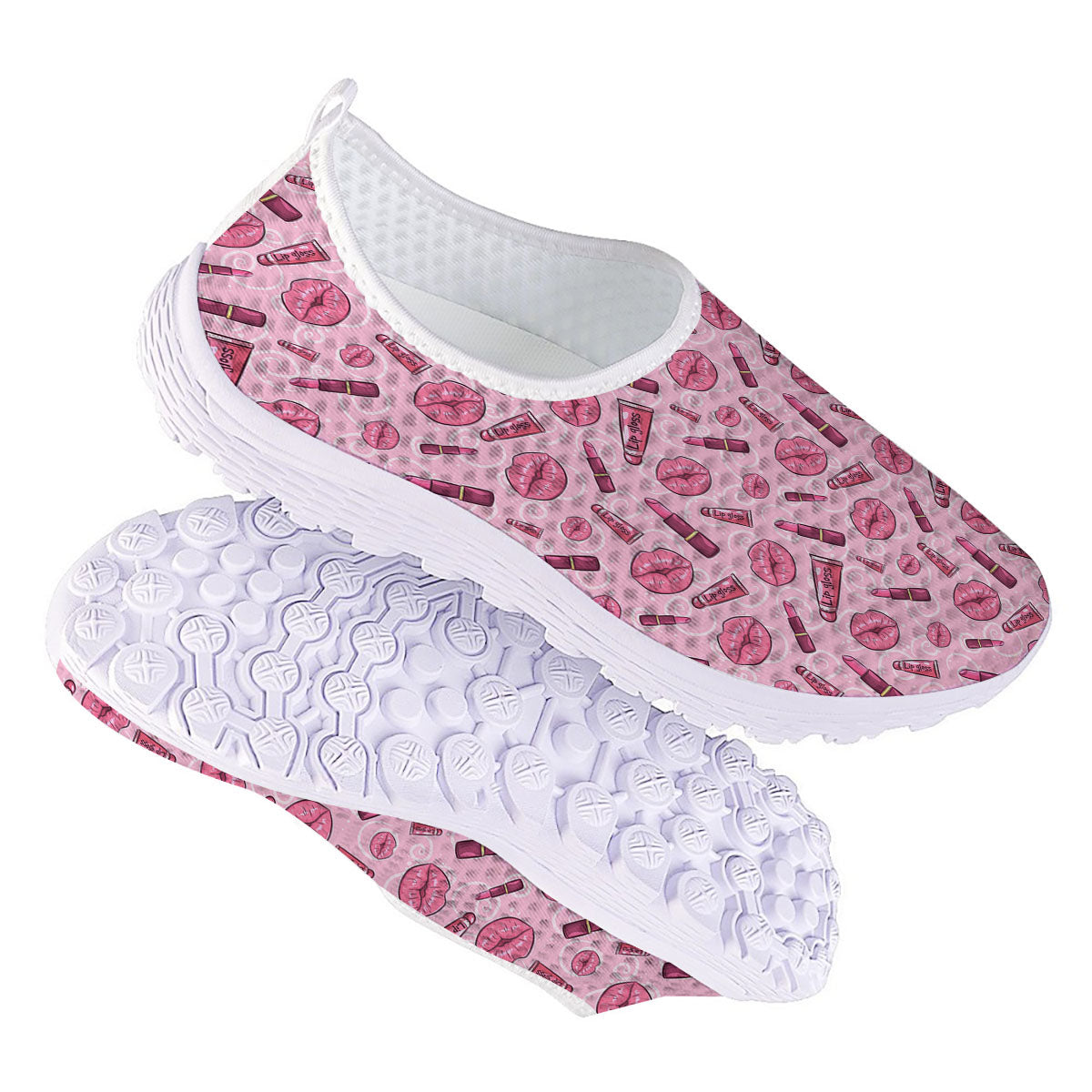 Lips Funky Kiss Print Pattern Nurse Shoes-grizzshop