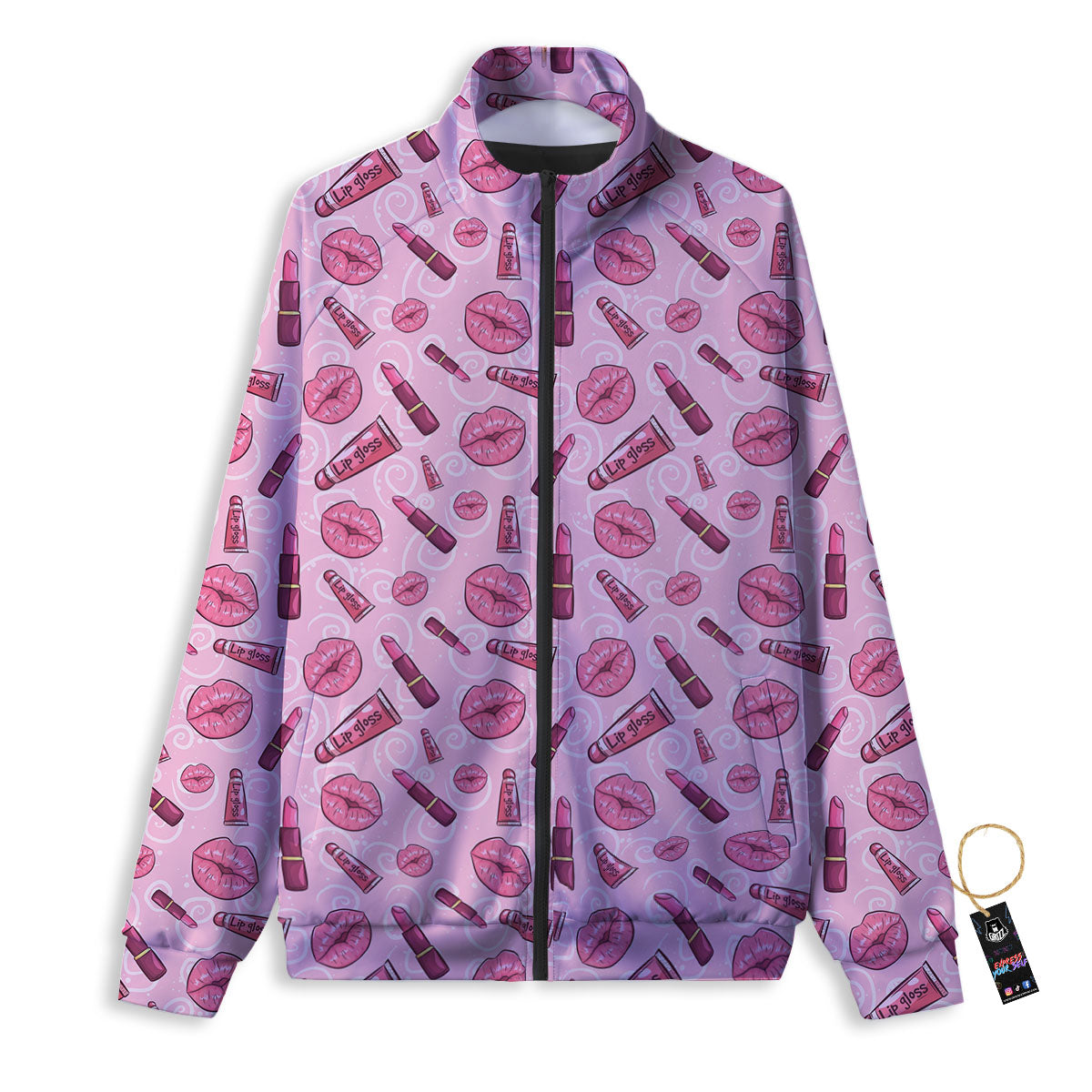 Lips Funky Kiss Print Pattern Track Jacket-grizzshop