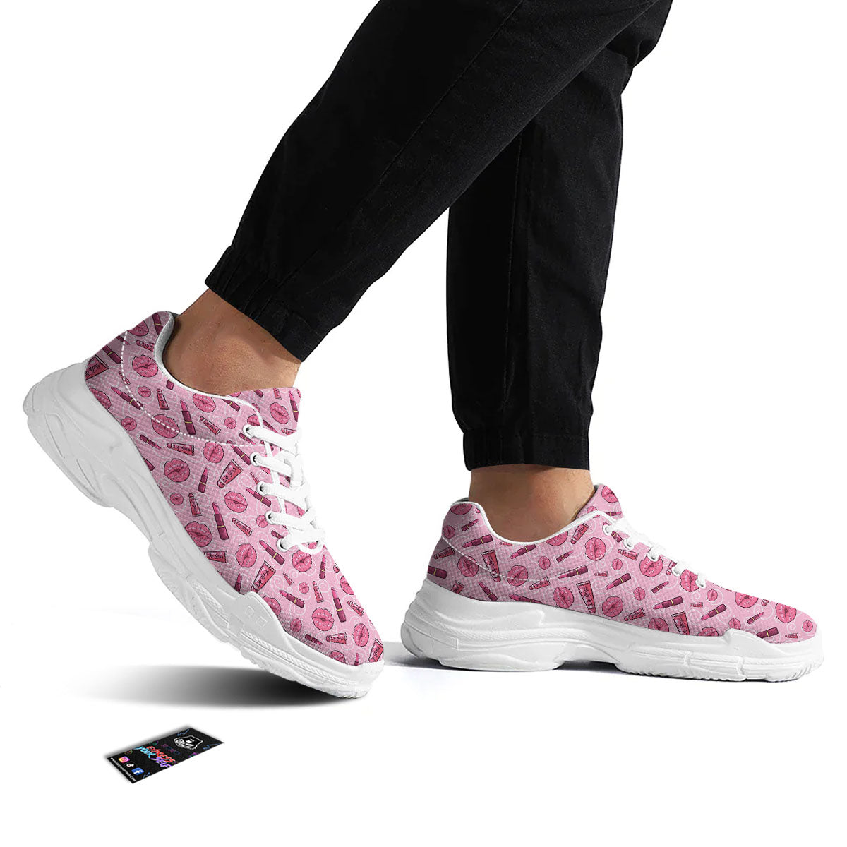 Lips Funky Kiss Print Pattern White Chunky Shoes-grizzshop