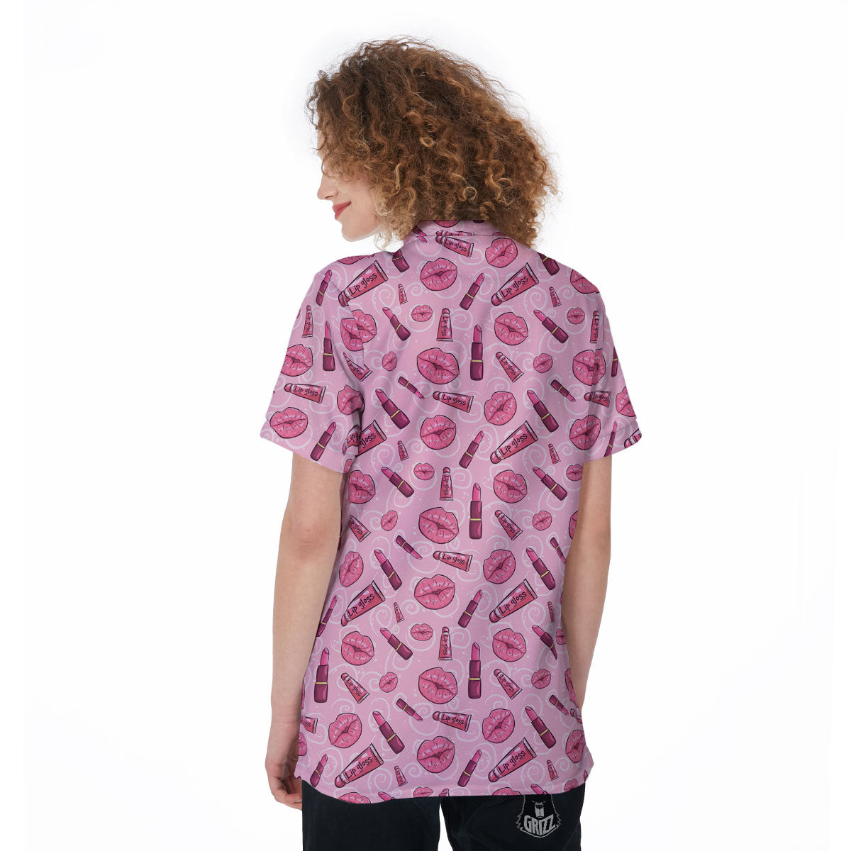 Lips Funky Kiss Print Pattern Women's Golf Shirts-grizzshop