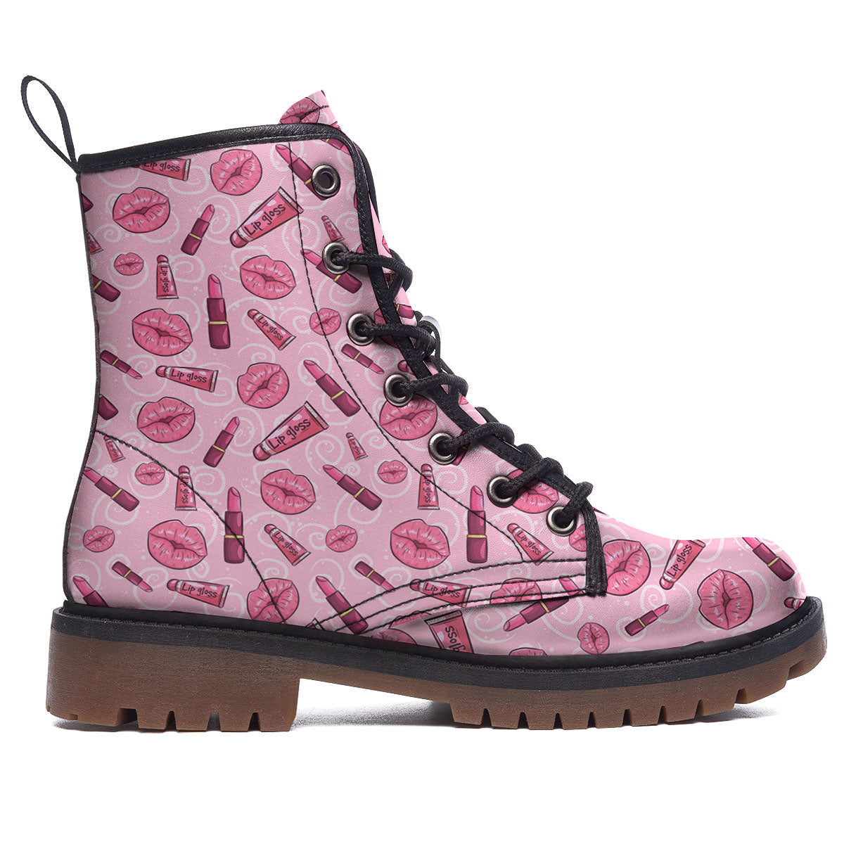 Lips Funky Kiss Print Pattern Work Boots-grizzshop