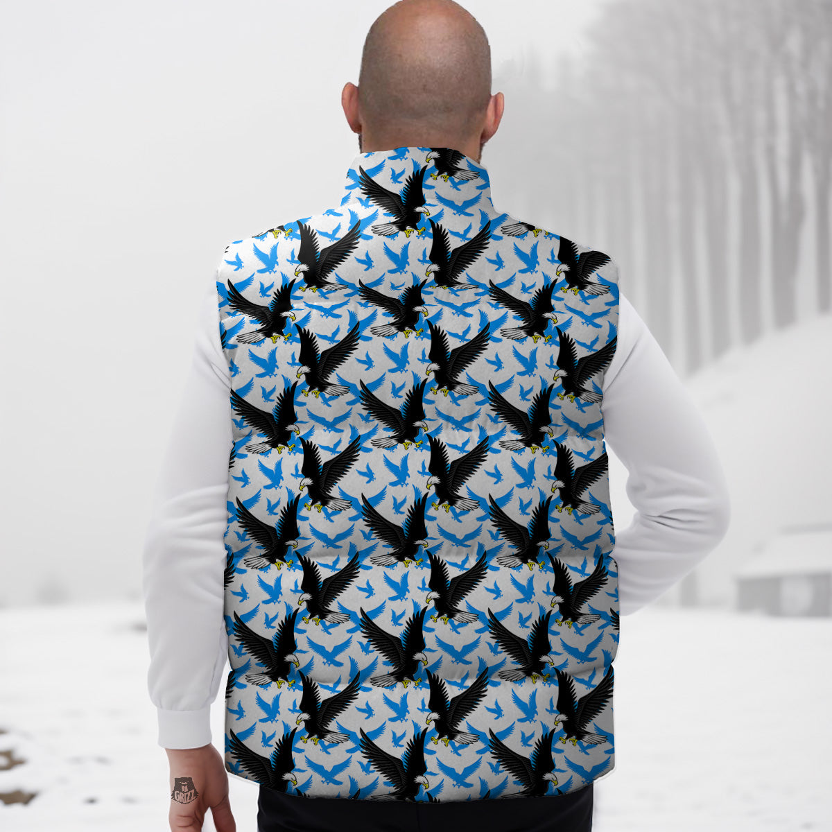 Lips Panda Pattern Print Down Vest-grizzshop