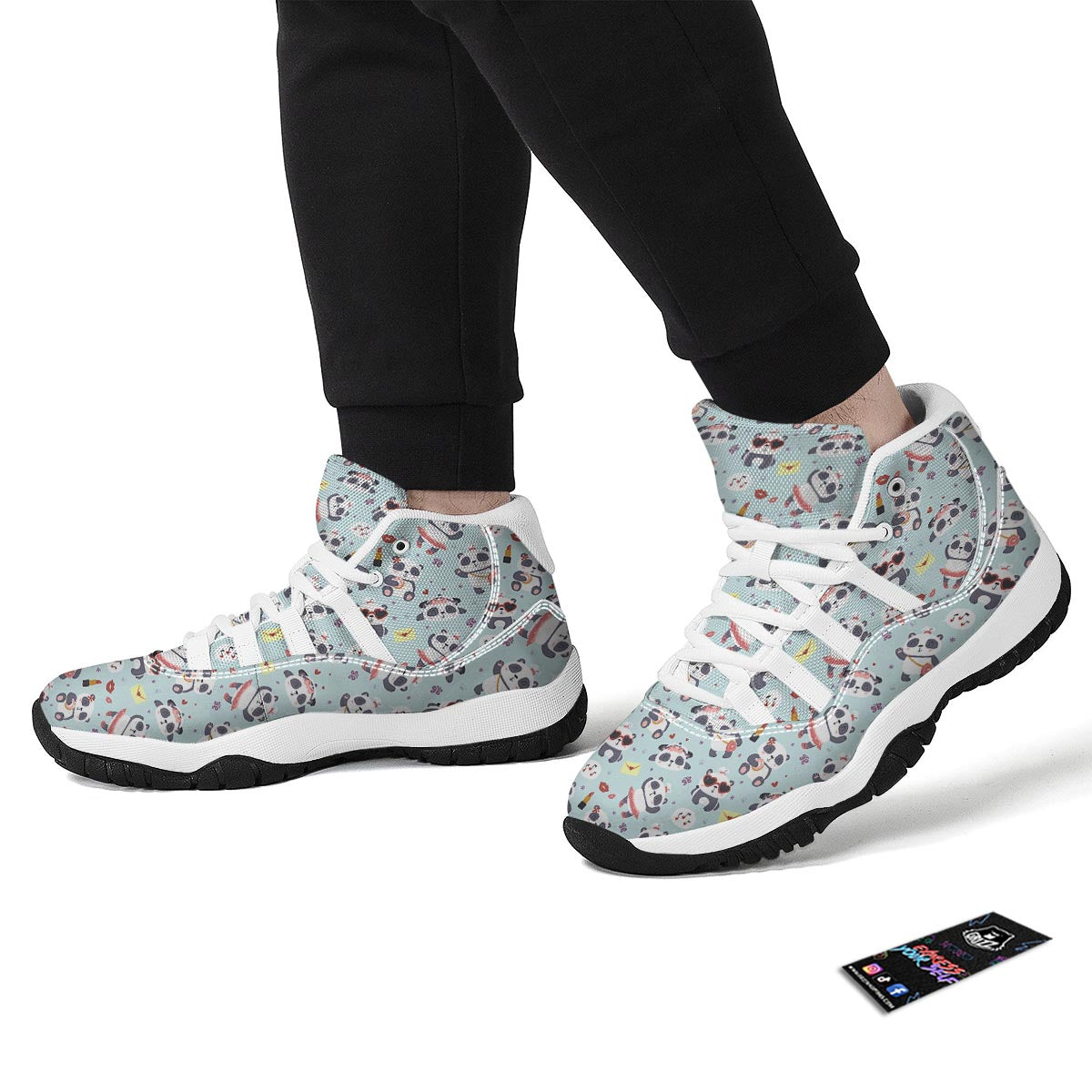Lips Panda Pattern Print White Bball Shoes-grizzshop