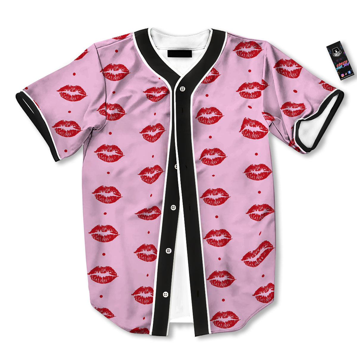 Lips Pink And Red Print Pattern Baseball Jersey-grizzshop